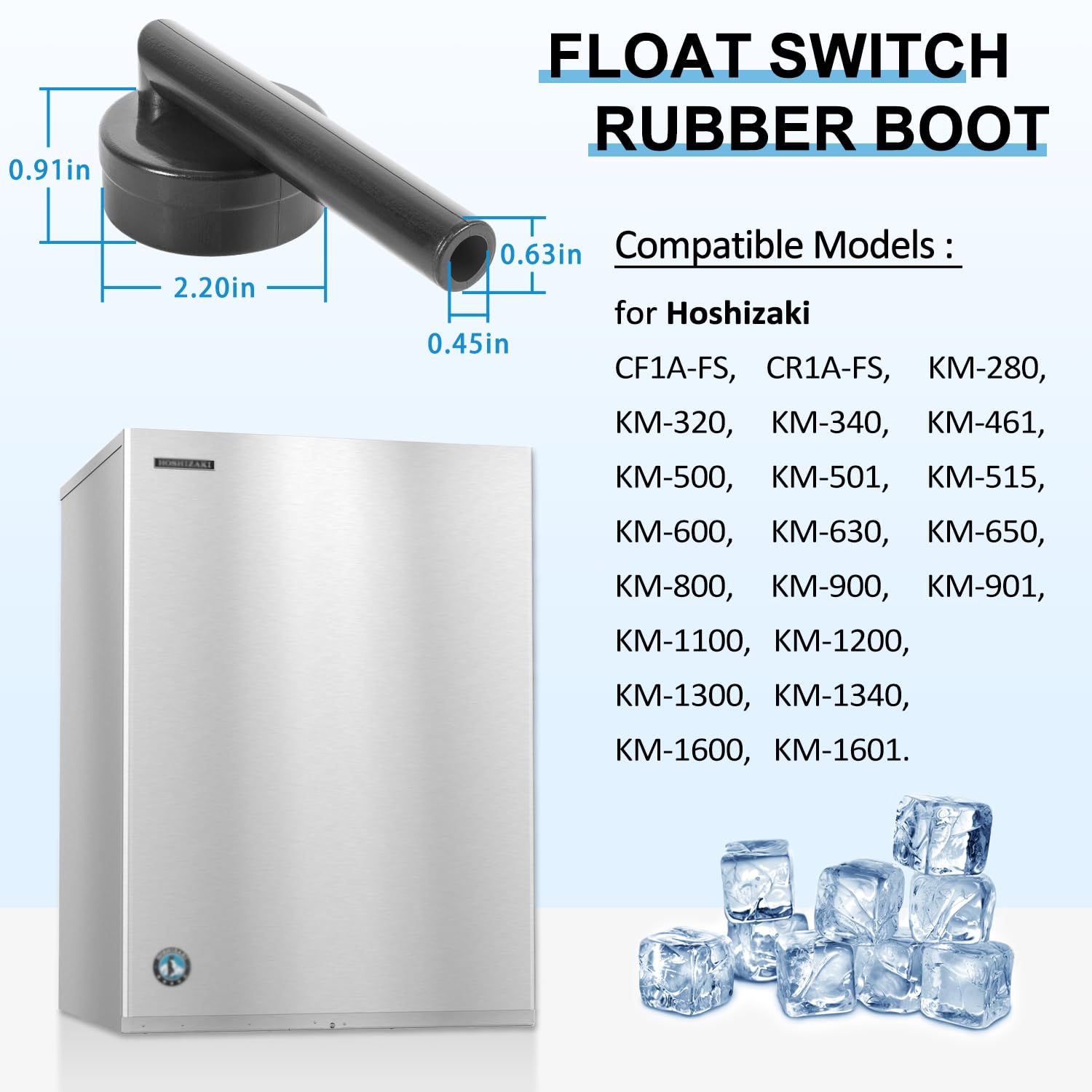 Hoshizaki Ice Maker Float Switch Connector with Rubber Boot and Hose - Replacement Part 426799-01 for Commercial Ice Machines - Perfect for Restaurant, Bar, and Hotel Use