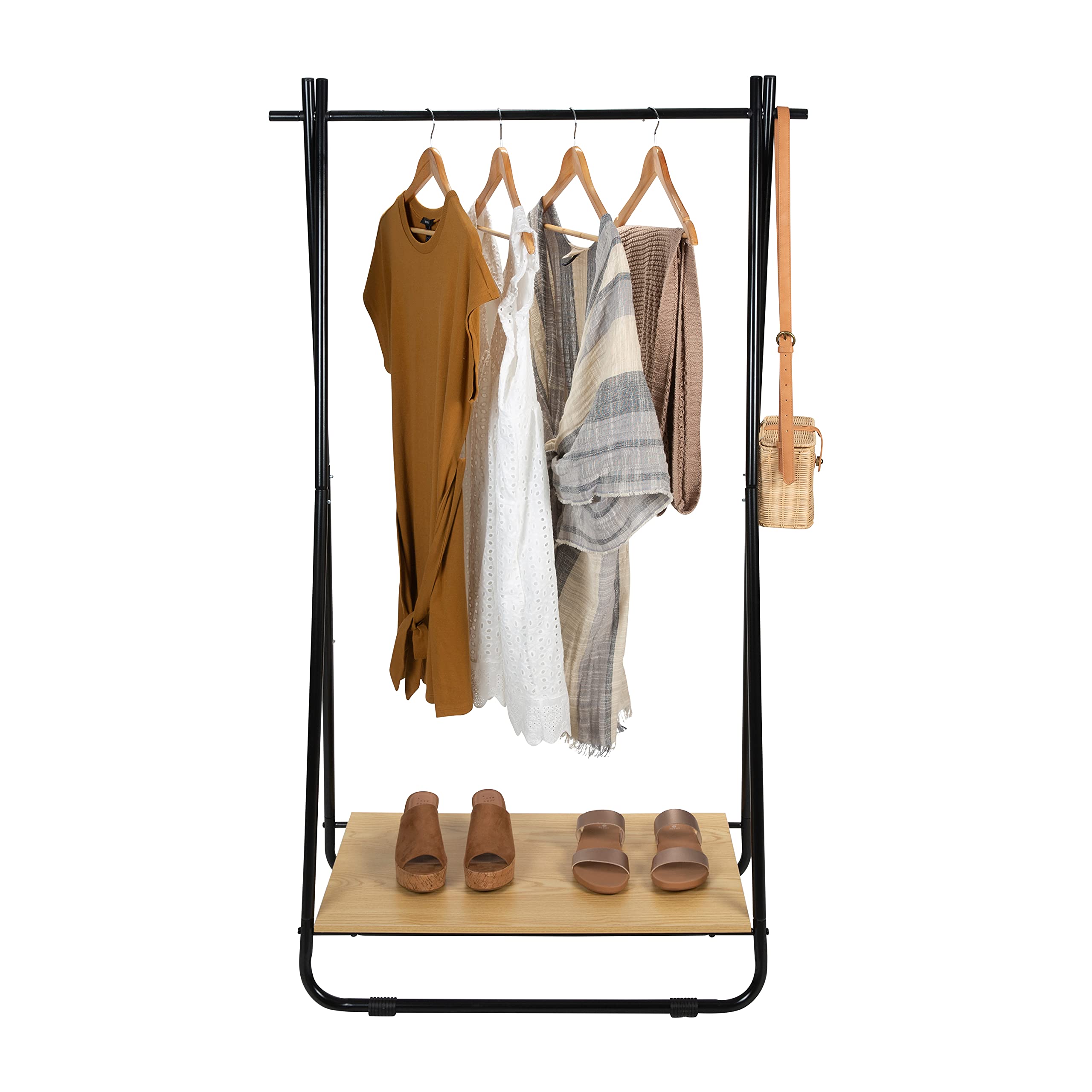 Space Saving Freestanding Garment Rack with Shelf - 35.63