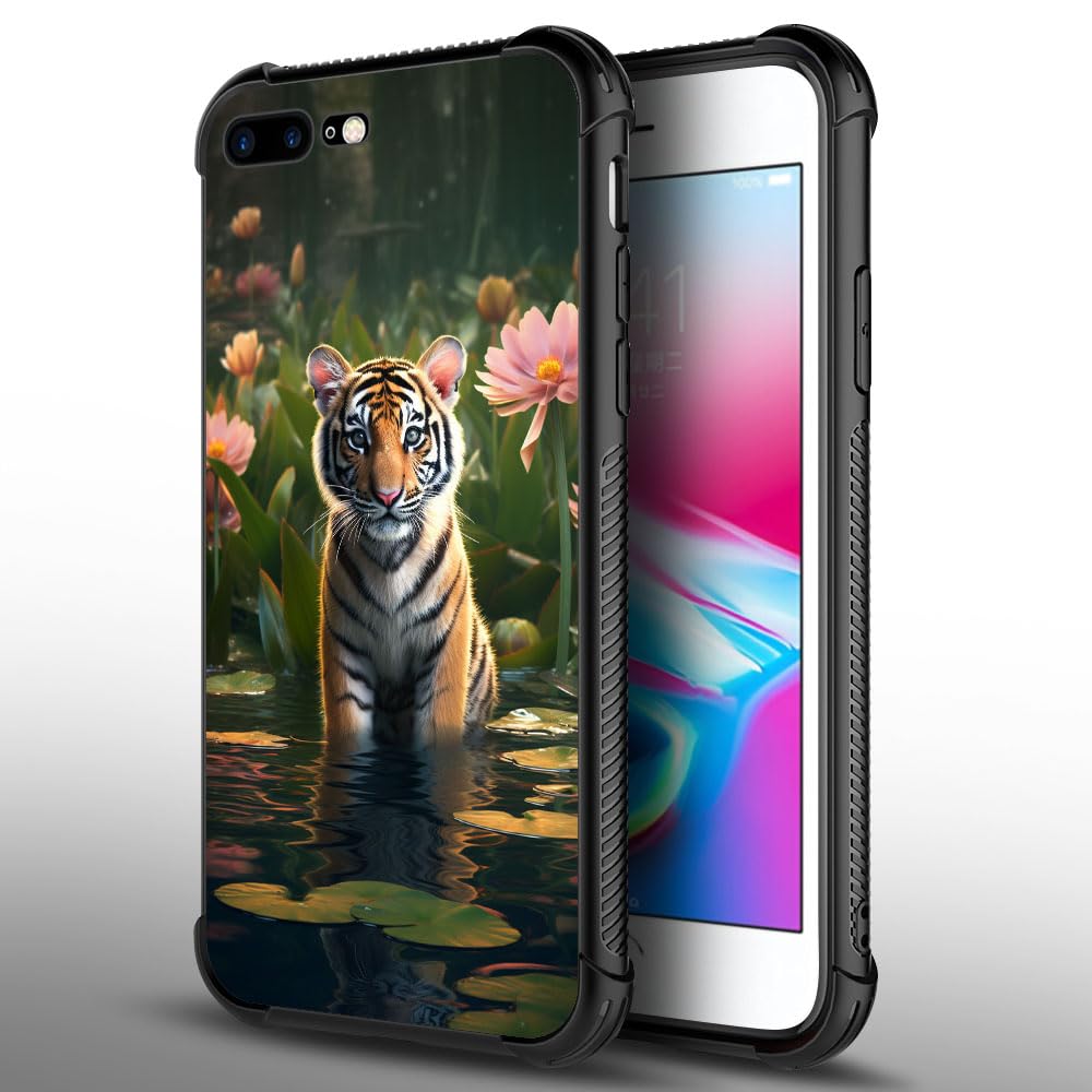 **Forest Tiger Lotus iPhone 8/SE 2020 Case - Shockproof Anti-Scratch Hard PC Back Cover for Girls - Perfect for Daily Use, Travel & Outdoor Activities**