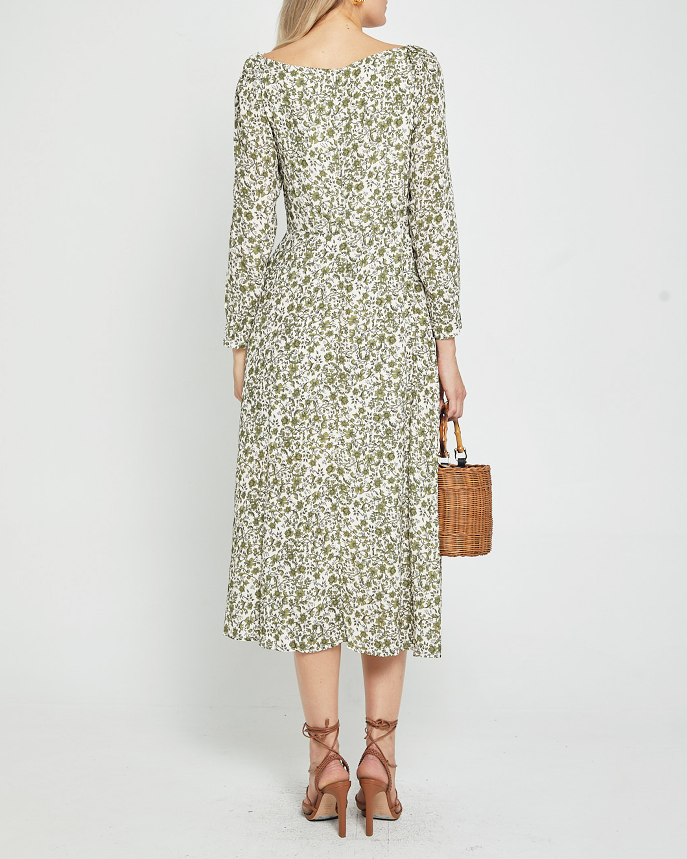 Crimini Dress - Green Floral Print Women's Summer Dress | Casual & Party Wear for Outdoor Events & Vacations