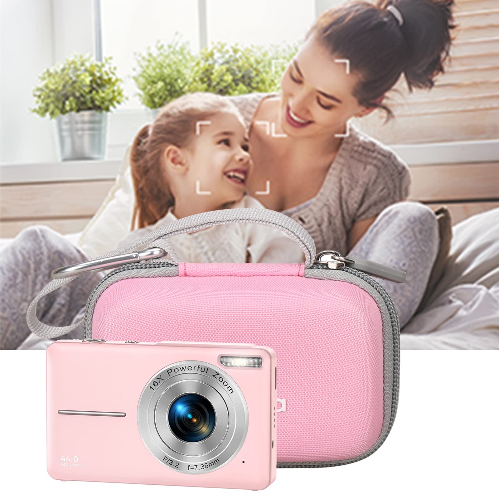 Aproca Pink Protective Case for CAMKORY & Lecran Digital Cameras - Travel Storage Camera Bag for Kids Video Camera - Perfect for Travel, School & Outdoor Adventures