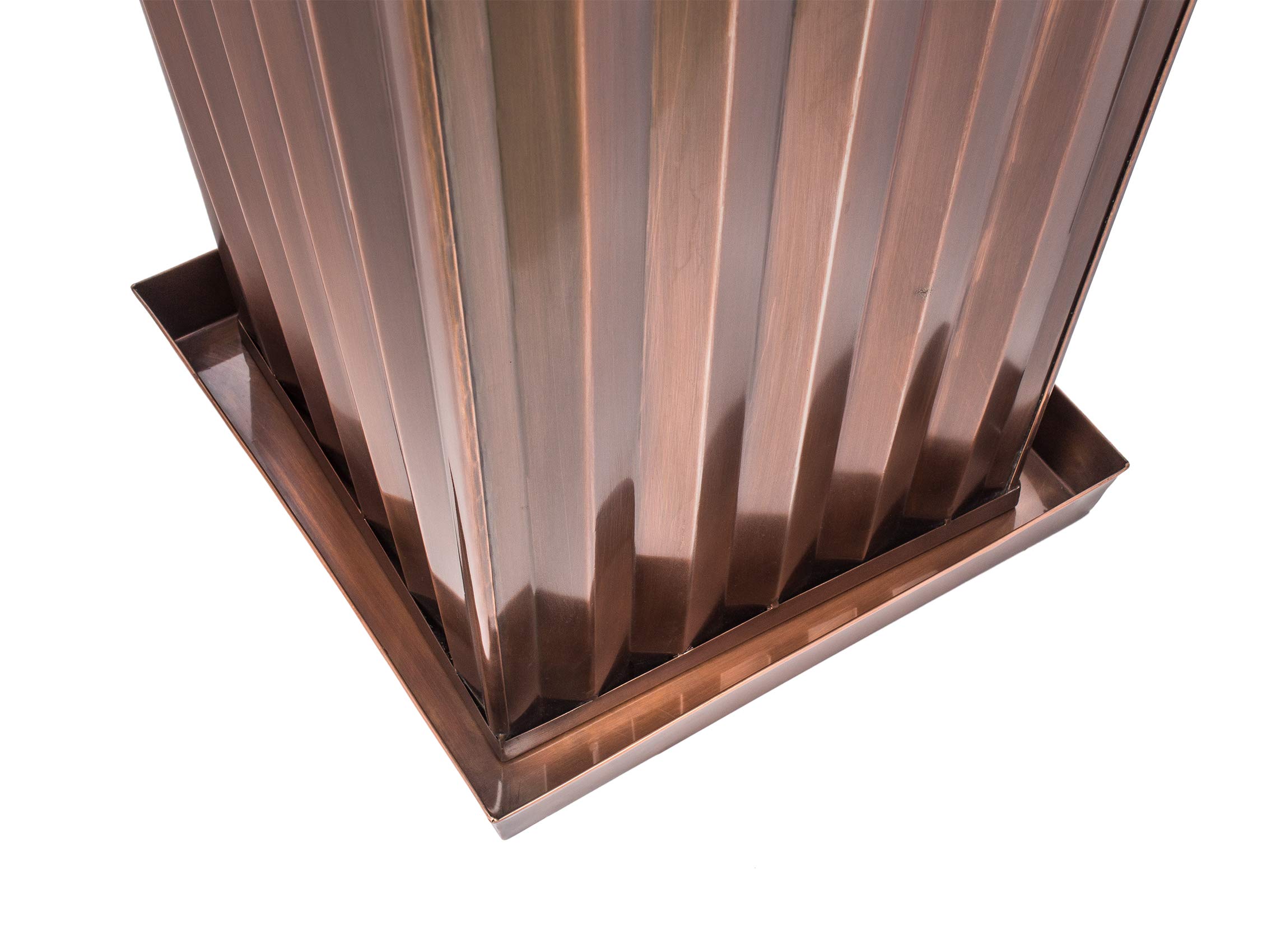 H Potter Antique Copper Flower Planter Set of 2 with Drainage Trays - Outdoor Garden & Patio Decor for Plants, Herbs, Succulents - Perfect for Balcony, Deck, Porch, and Backyard Landscaping