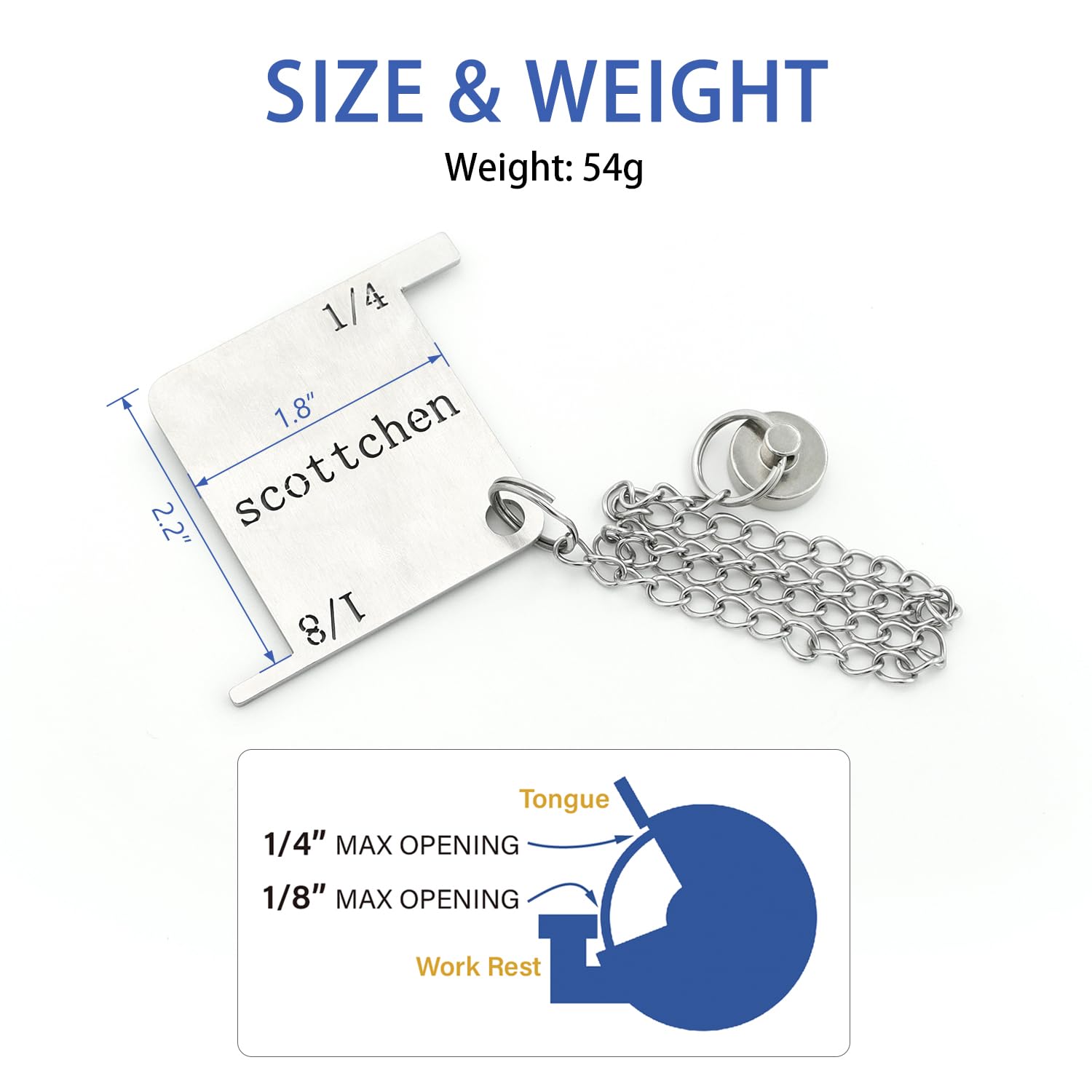 SCOTTCHEN Bench Grinder Safety Gauge - Stainless Steel Grinding Wheel Safety Scale with Strong Anti-Lost Magnet (1 Pack) | Perfect for Metalworking, Woodworking & DIY Projects