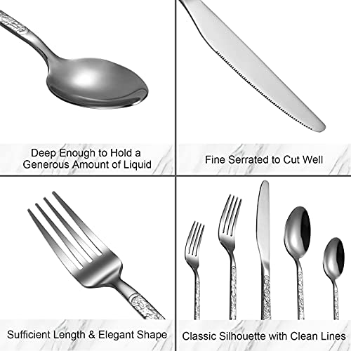 Premium GARVEE 30-Piece Stainless Steel Silverware Set for 6 - Heavy Duty Flatware Cutlery Set with Patterned Handle (Forks, Knives, Spoons) - Ideal for Home, Restaurant, Dinner Parties & Everyday Use - Durable & Reusable Kitchen Utensils