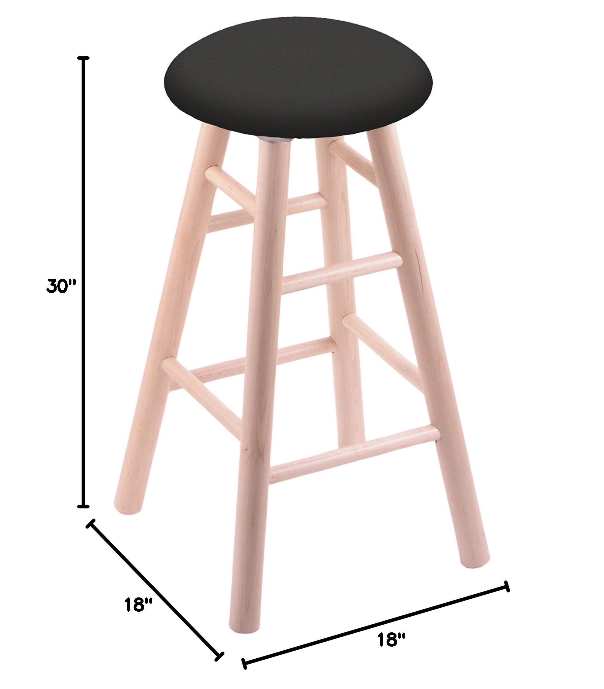 Natural Maple Wood Bar Stool with Wrought Iron Seat - Rustic Kitchen Island & Counter Height Stool for Dining & Home Decor