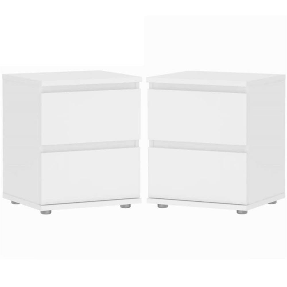 Modern 2-Piece White Bedroom Set with Handle-Free Wood Nightstands - Perfect for Contemporary Home Decor & Small Space Bedrooms