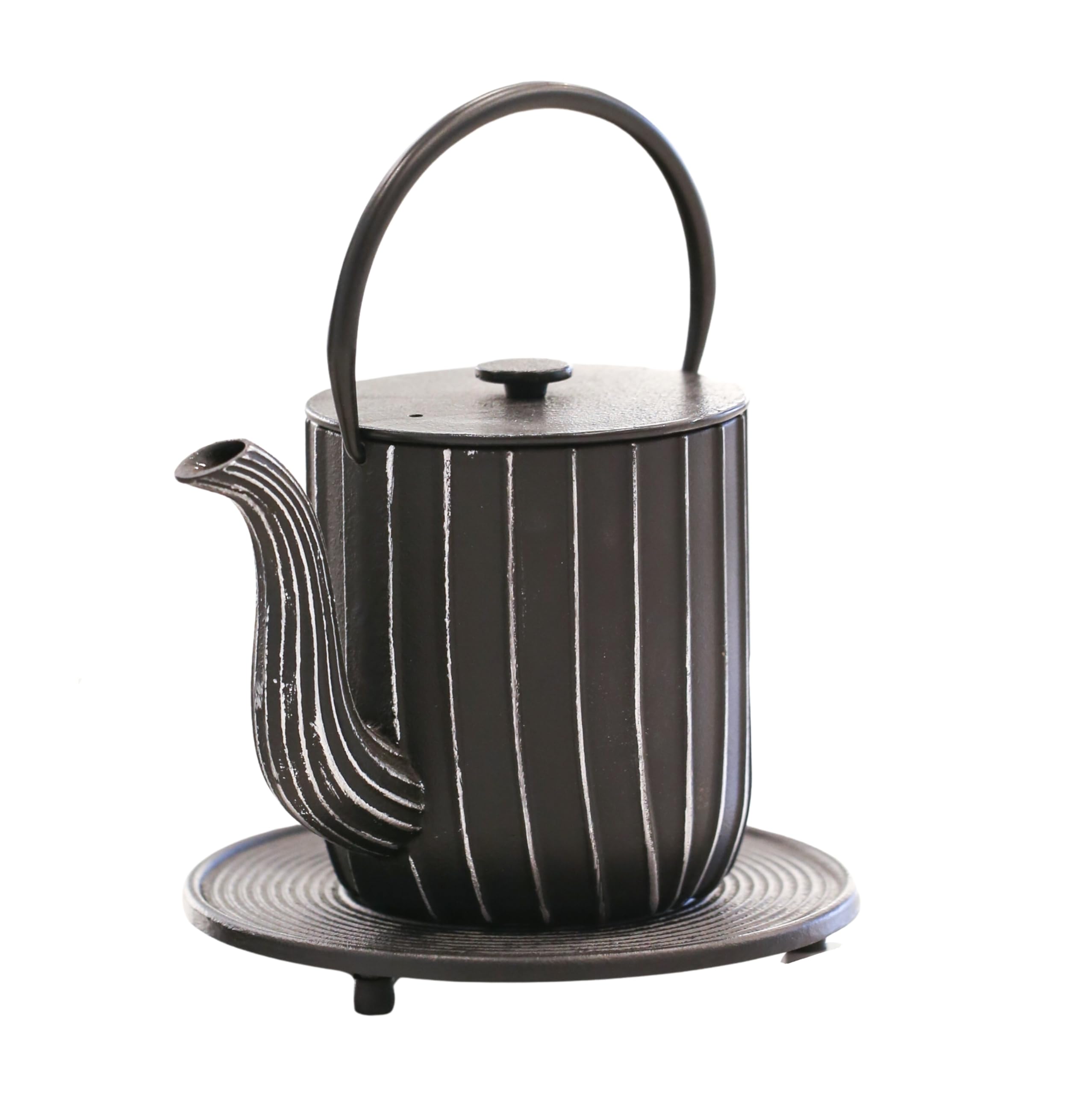 Frieling Ja by Mariage Cast Iron Teapot with Stainless Steel Infuser & Trivet - 34oz Black/Silver Stovetop Tea Kettle - Perfect for Home Brewing, Tea Parties & Gift Giving
