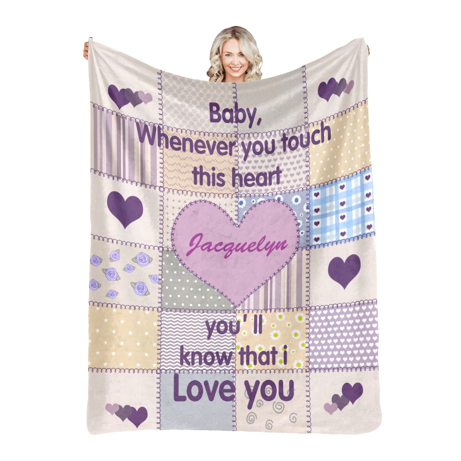 Custom Personalized Baby Blankets for Girls & Boys - Soft Sherpa Blanket with Name & Heart Design - Perfect Baby Shower, Birthday, Christmas Gift for Newborns (Great for Nursery, Travel & Photo Shoots)