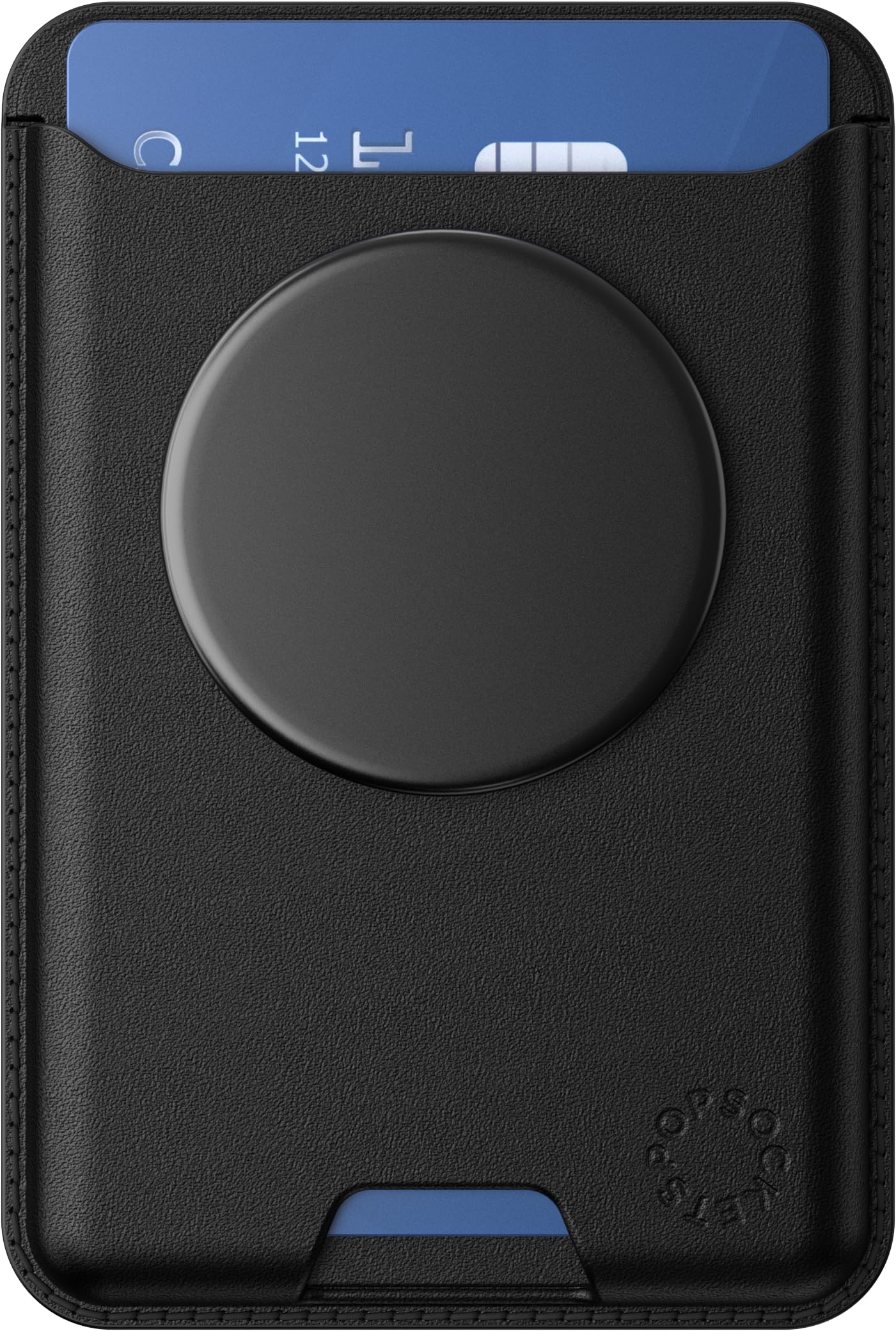 PopSockets Softgoods Phone Wallet with Expanding Grip & MagSafe Adapter Ring - Slim Card Holder for iPhone, Wireless Charging Compatible, Secure Magnetic Attachment (Black) - Perfect for Travel, Commuting & Hands-Free Use