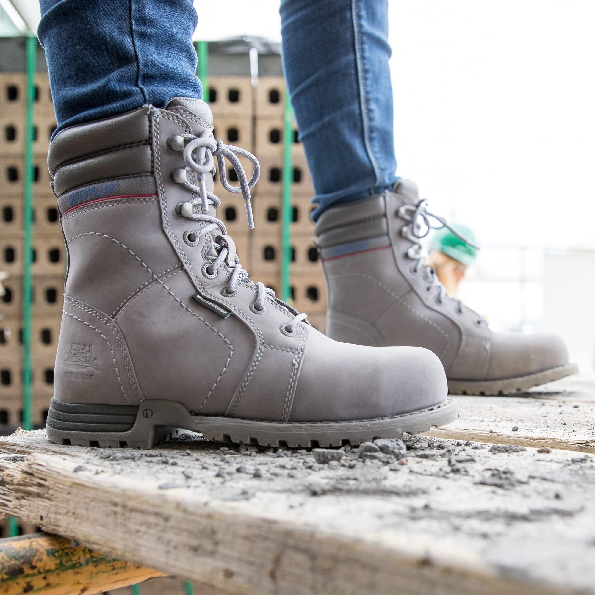 Cat Footwear Women's Echo Waterproof Steel Toe Work Boots - Slip Resistant Safety Shoes for Construction, Hiking & Outdoor Work