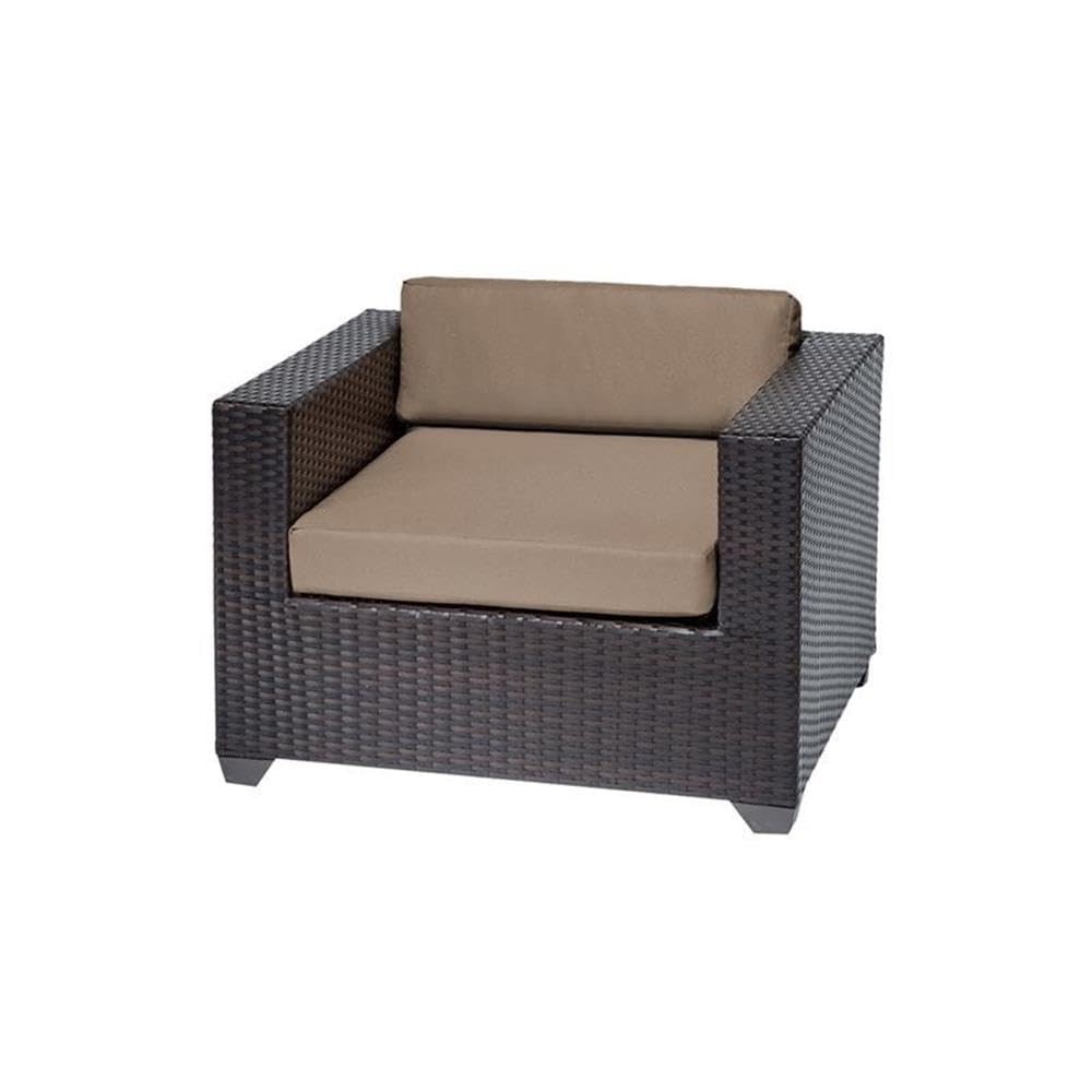 TK Classics Belle 5-Piece Black Wicker Patio Furniture Set - Outdoor Rattan Sofa, Chairs & Coffee Table for Garden, Poolside, and Backyard Relaxation