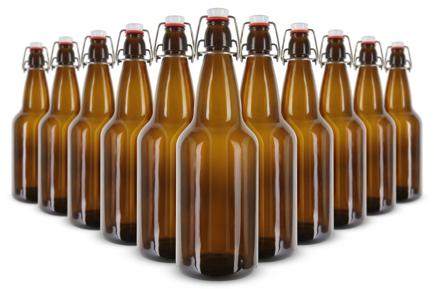 Ez Cap Amber Beer Bottles 16 oz - Home Brewing & Craft Beer Bottling - Perfect for DIY Beer Making, Gifts & Storage