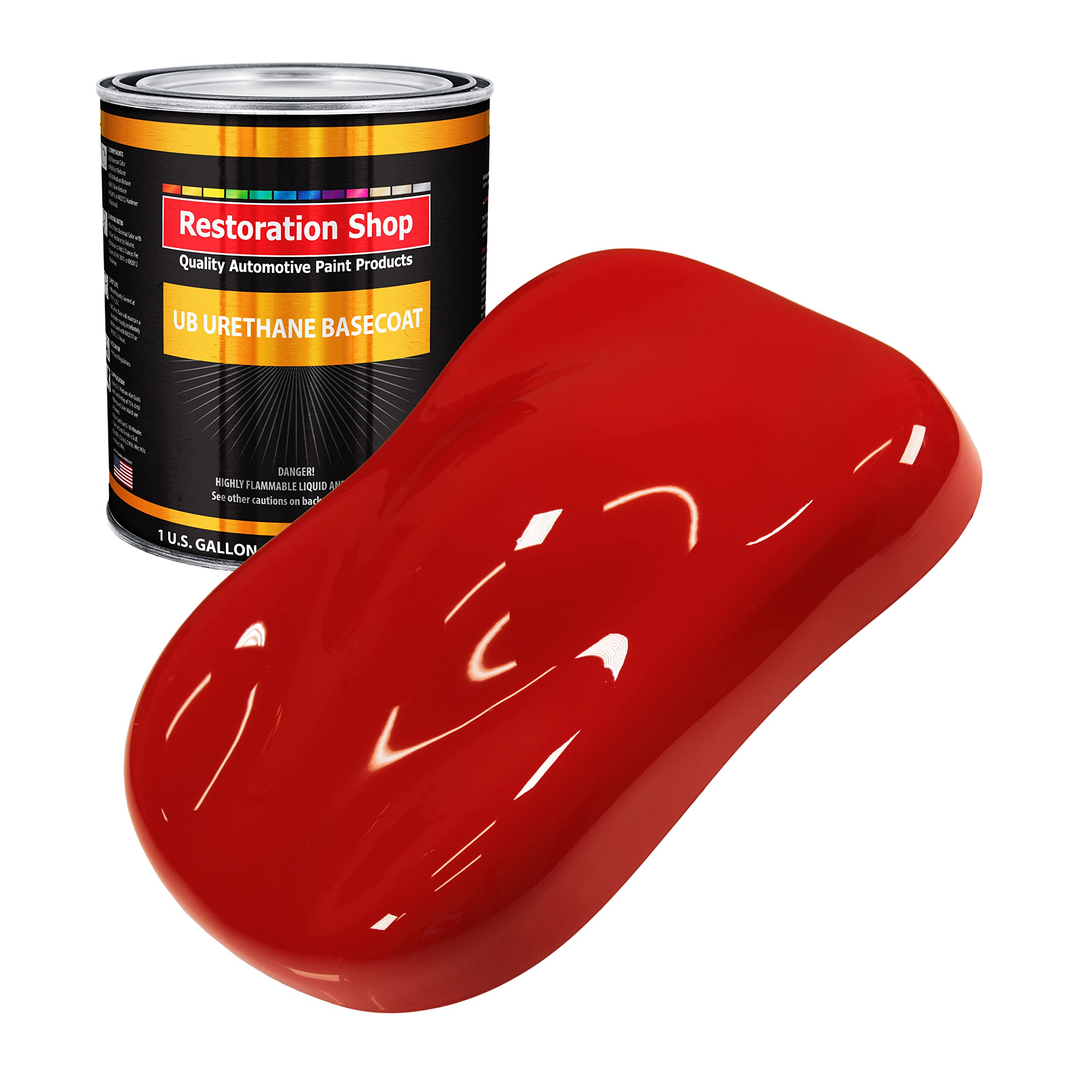 Restoration Shop Pro Street Red Urethane Basecoat Auto Paint - 1 Gallon High Gloss Automotive Refinish Coating for Cars & Trucks | Professional Car Body Repair & Custom Paint Job Solution