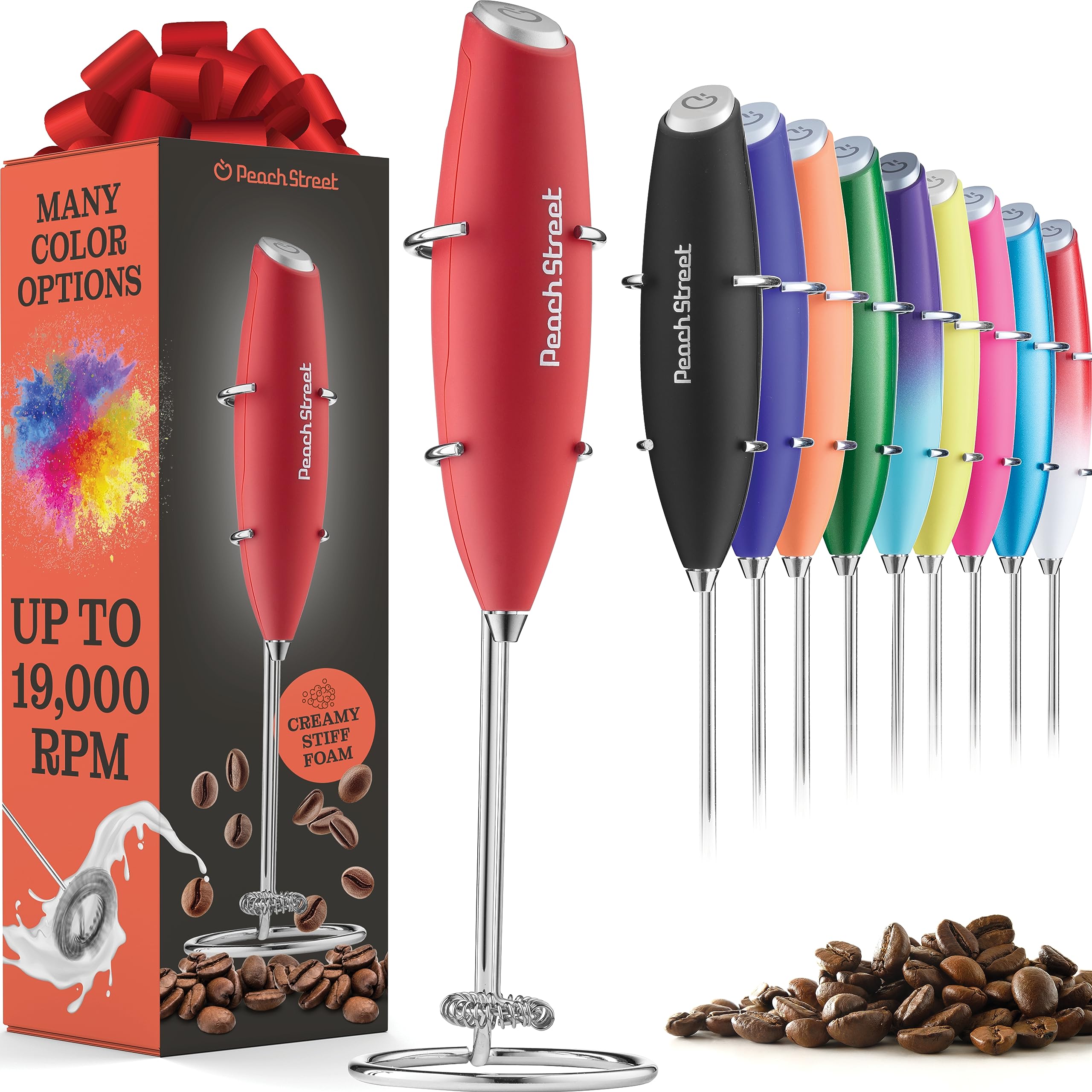 Premium Handheld Milk Frother - Battery Operated Stainless Steel Drink Mixer with Stand - Perfect for Coffee, Latte, Hot Chocolate & Matcha at Home or Office