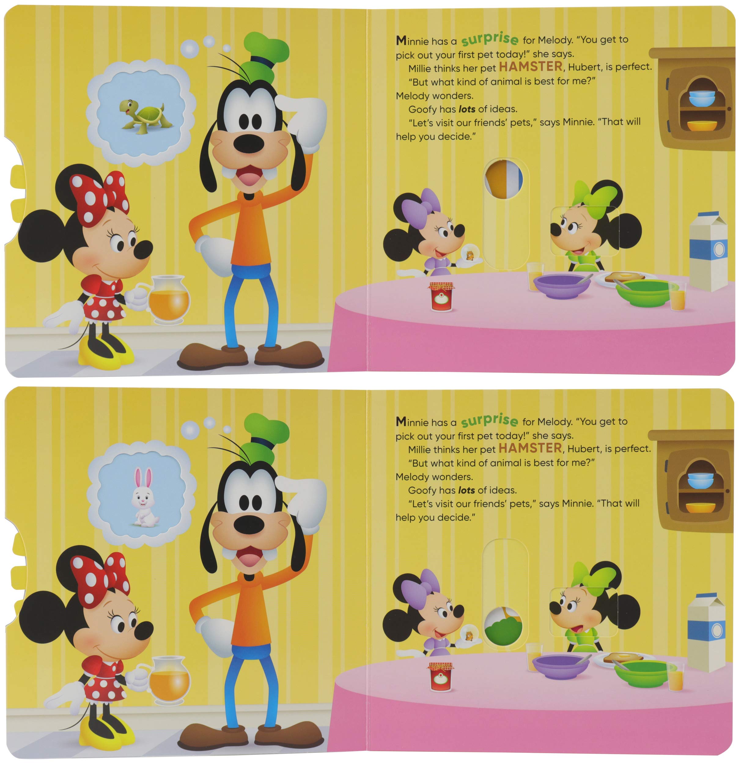Disney Minnie Mouse First Pet Growing Up Storybook - Interactive Spin & Slide Surprise - PI Kids Early Learning Toy - Perfect for Toddler Bedtime Stories & Preschool Education