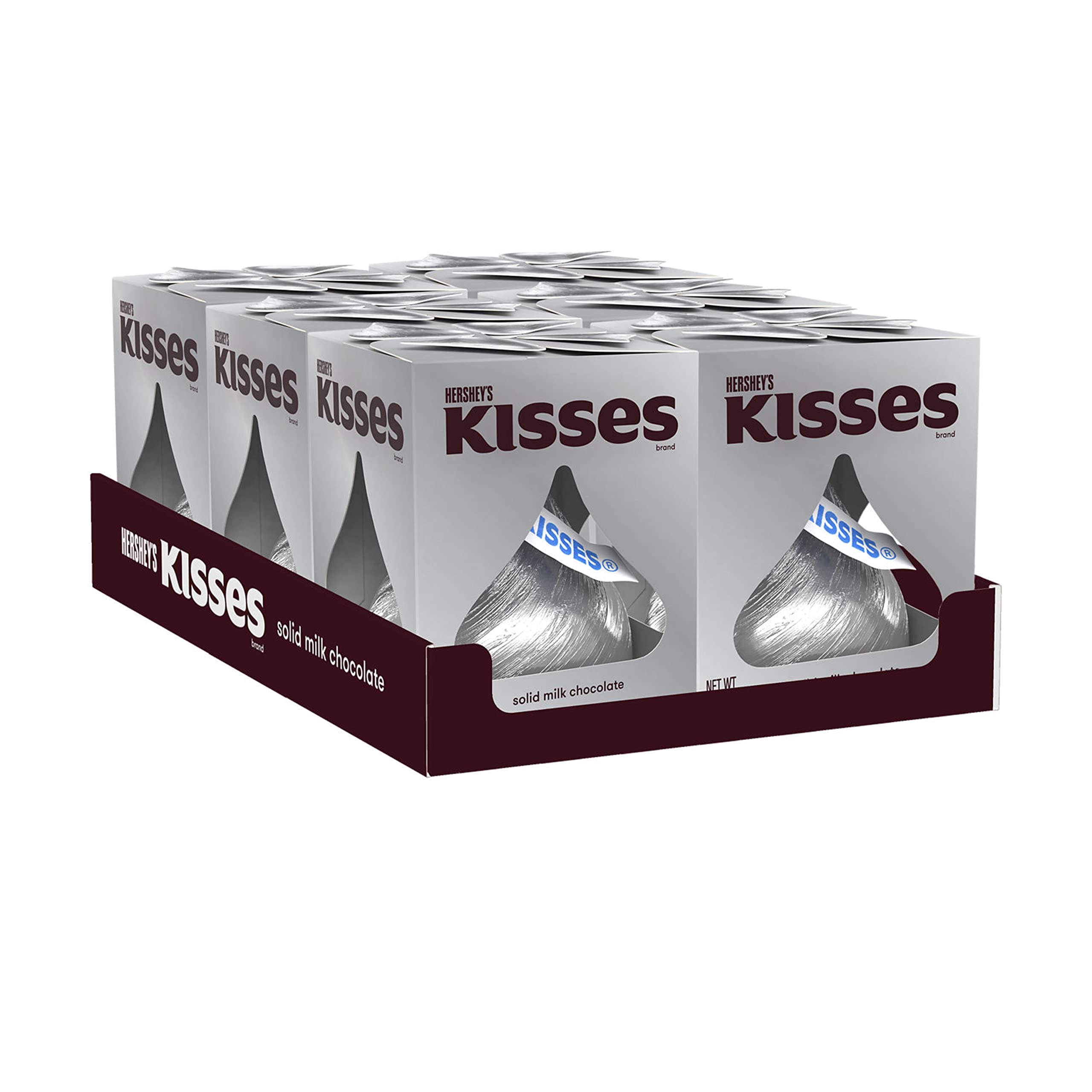 HERSHEY'S KISSES Solid Milk Chocolate Candy Gift Boxes - 7 oz (6 Count) - Perfect for Valentine's Day, Birthday Gifts & Party Favors