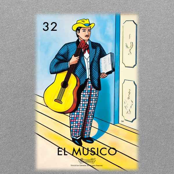 Pop Threads El Musico Musician Loteria Card Mexican Graphic T-Shirt for Men - Vintage Latino Cultural Tee for Casual Wear, Music Festivals & Hispanic Heritage Celebrations