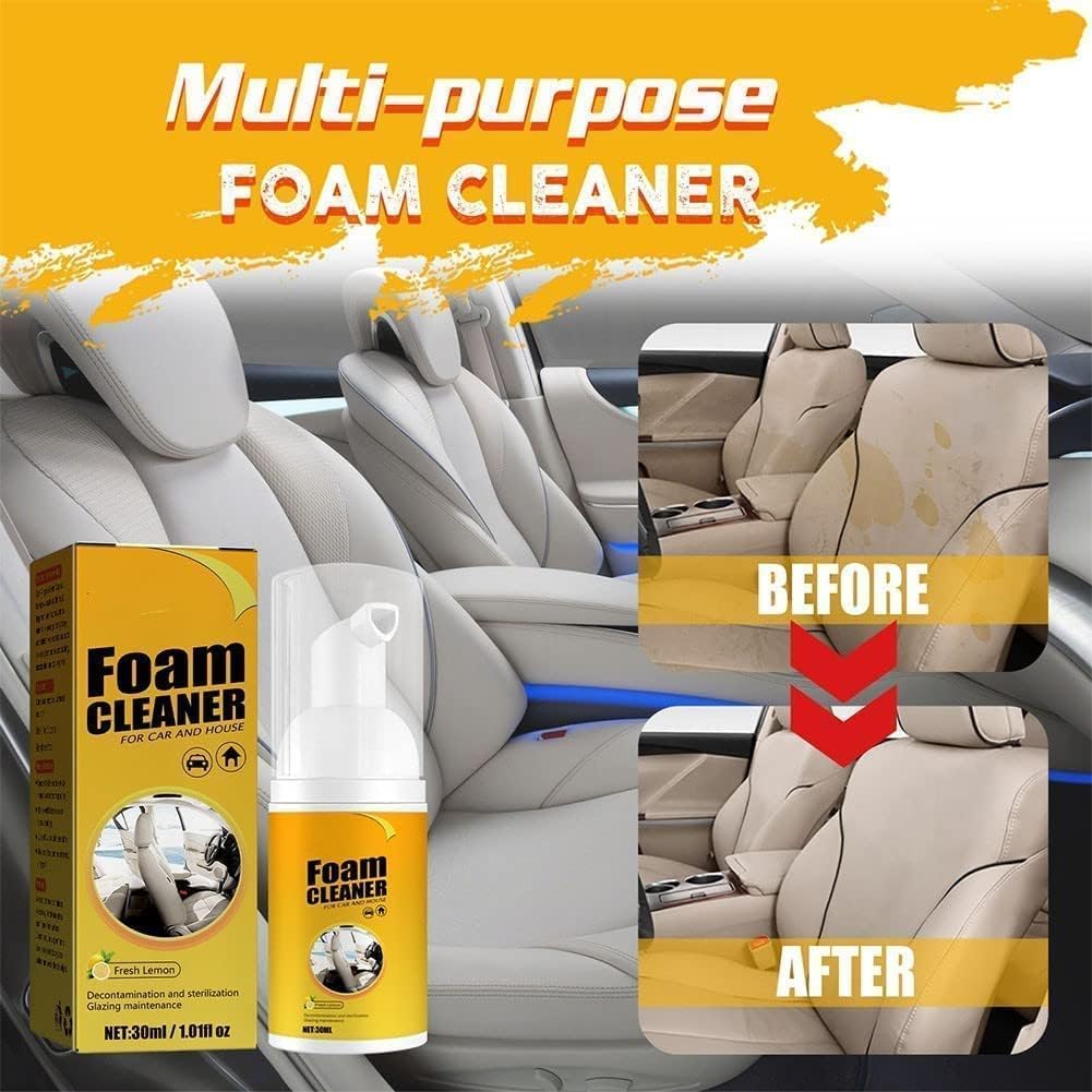 All-Purpose Foam Cleaner for Car & Home - Multi-Surface Magic Foam Cleaner Spray (30ML, 2Pcs) - Perfect for Upholstery, Dashboard, Leather Seats & Household Surfaces