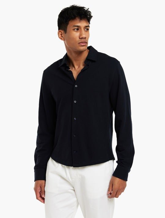 FRESCOBOL CARIOCA Marcio Cotton Pique Shirt for Men - Navy Blue Casual Beachwear, Perfect for Summer Outings & Vacation Style