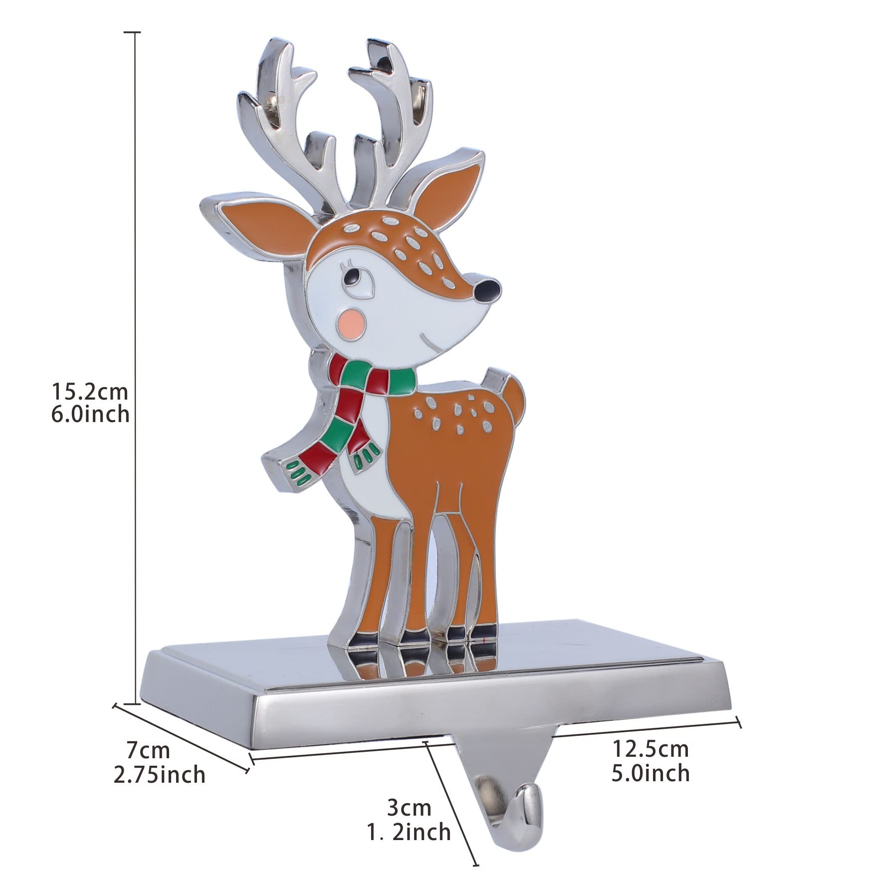 Premium Metal Christmas Stocking Holders - Set of 4 Silver Stocking Hangers for Fireplace Mantel Decor | Holiday Home Decoration & Gift Hanging