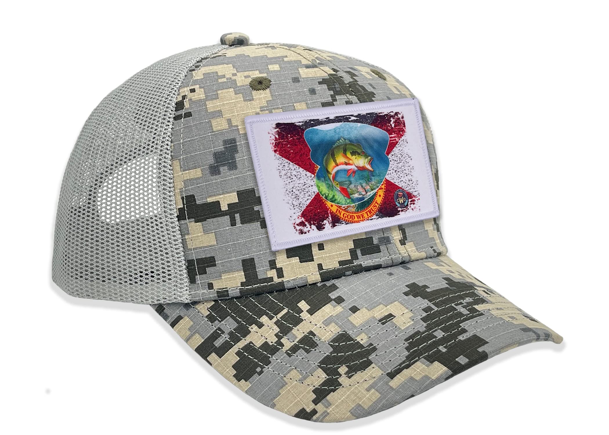 High Performance Fishing Trucker Hat for Men - Interchangeable Patches, Breathable Mesh Back, UV Protection - Perfect for Outdoor Fishing, Boating, and Summer Adventures