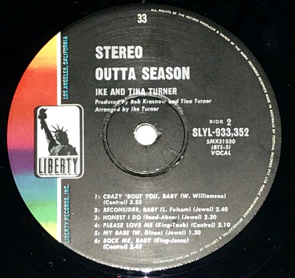 Ike & Tina Turner Outta Season Vinyl LP Album - Very Good (VG) Condition - Perfect for Vintage Music Collectors & Classic Soul Lovers