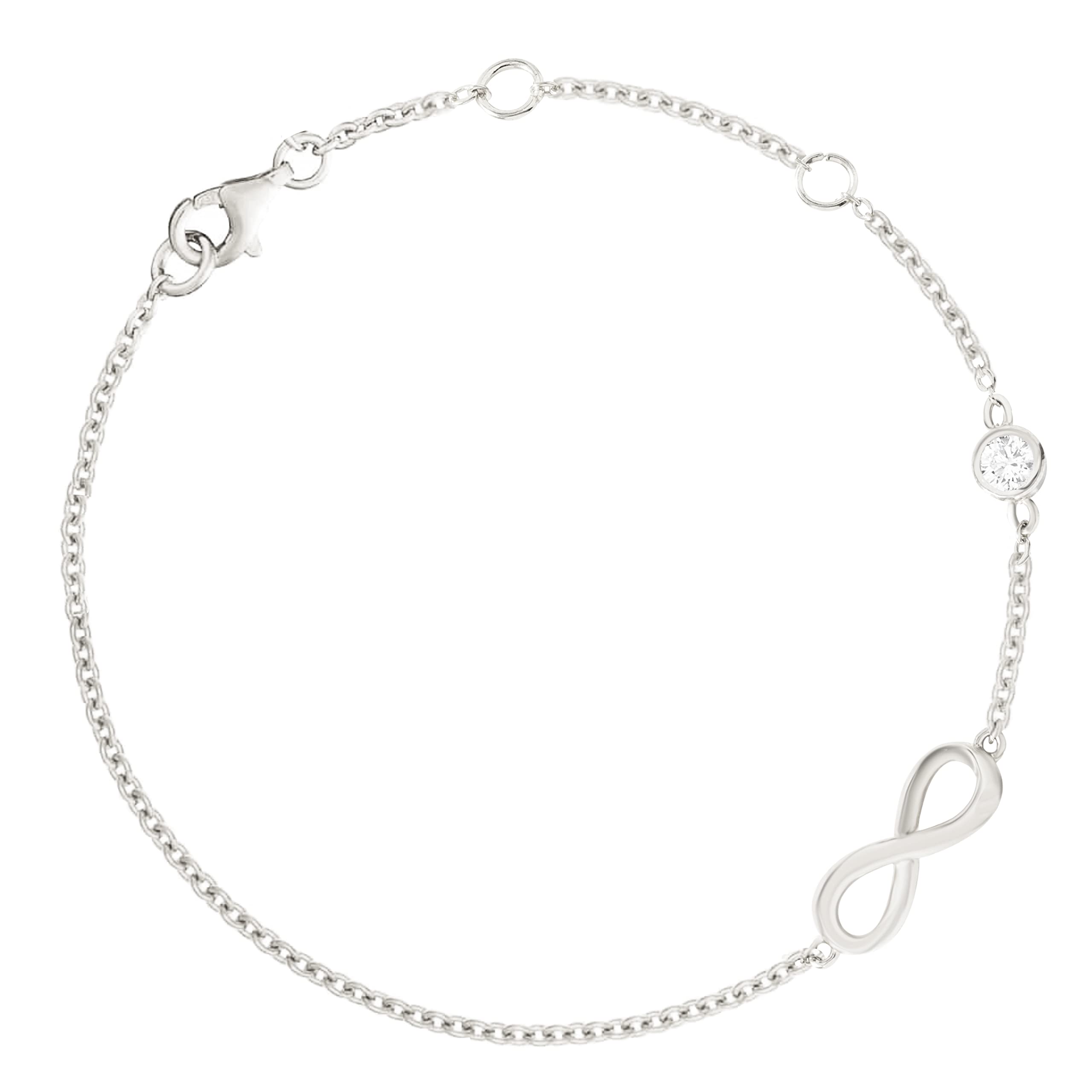 MINUTIAE Infinity Anklet with Solitaire Crystal Diamonds - Elegant Women's Foot Jewelry for Parties, Weddings & Everyday Wear - Adjustable Leg Chain for Girls and Women
