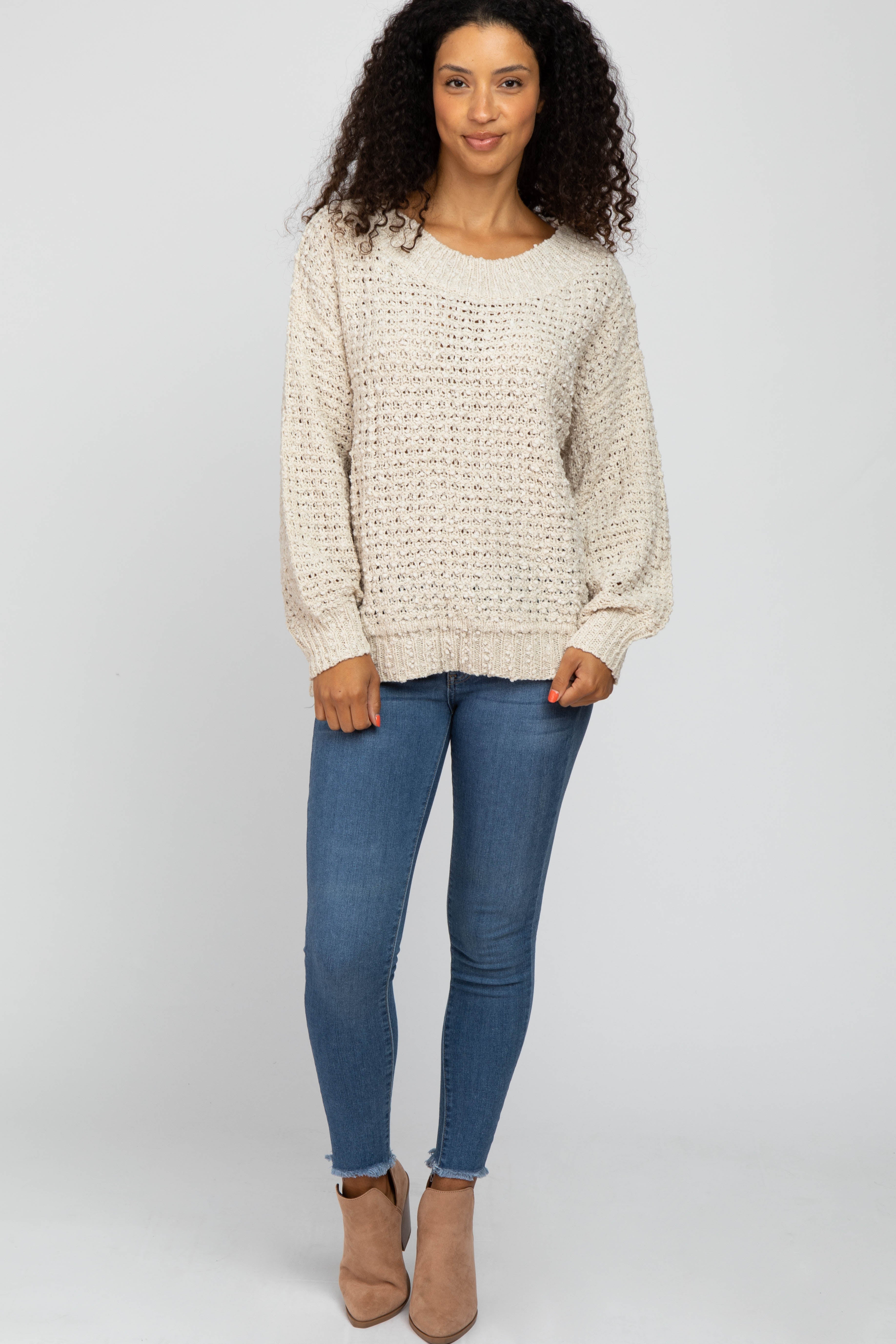 Cozy Beige Chunky Knit Sweater for Women - Oversized Cable Knit Pullover - Winter Warm Casual Wear for Fall & Christmas Outfits
