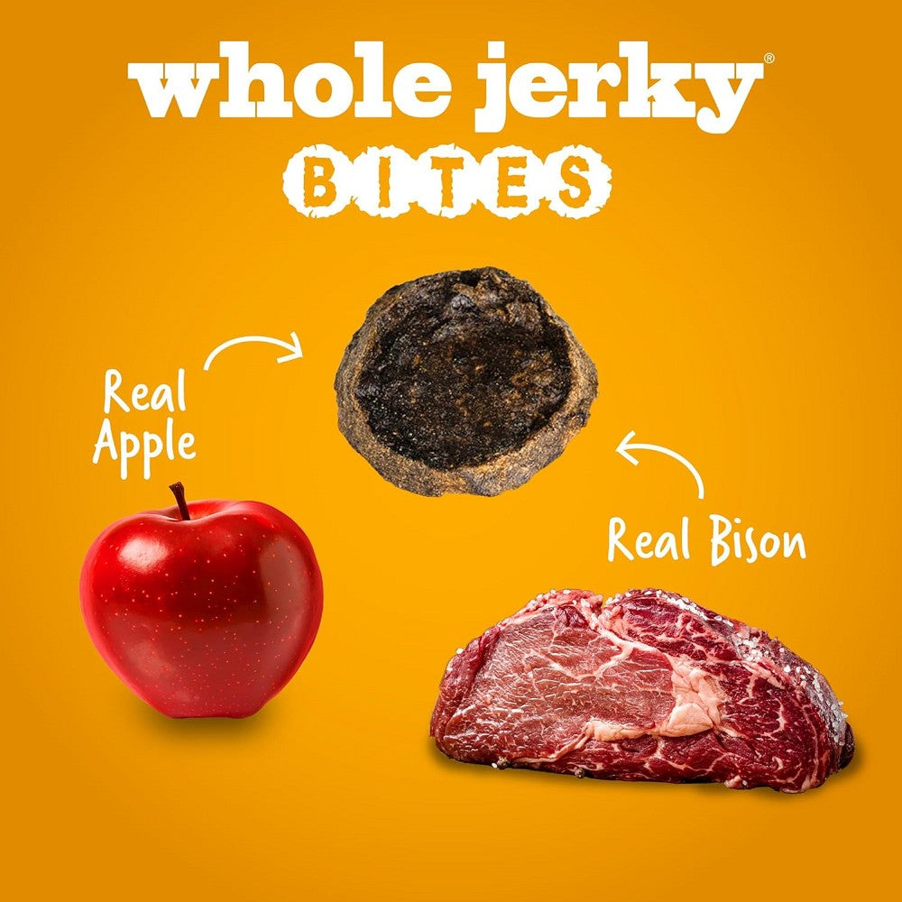Premium Bison & Apple Whole Jerky Bites - All-Natural Dog Treats for Training, Rewards & Healthy Snacking - High-Protein, Grain-Free Dog Chews for Active Pets