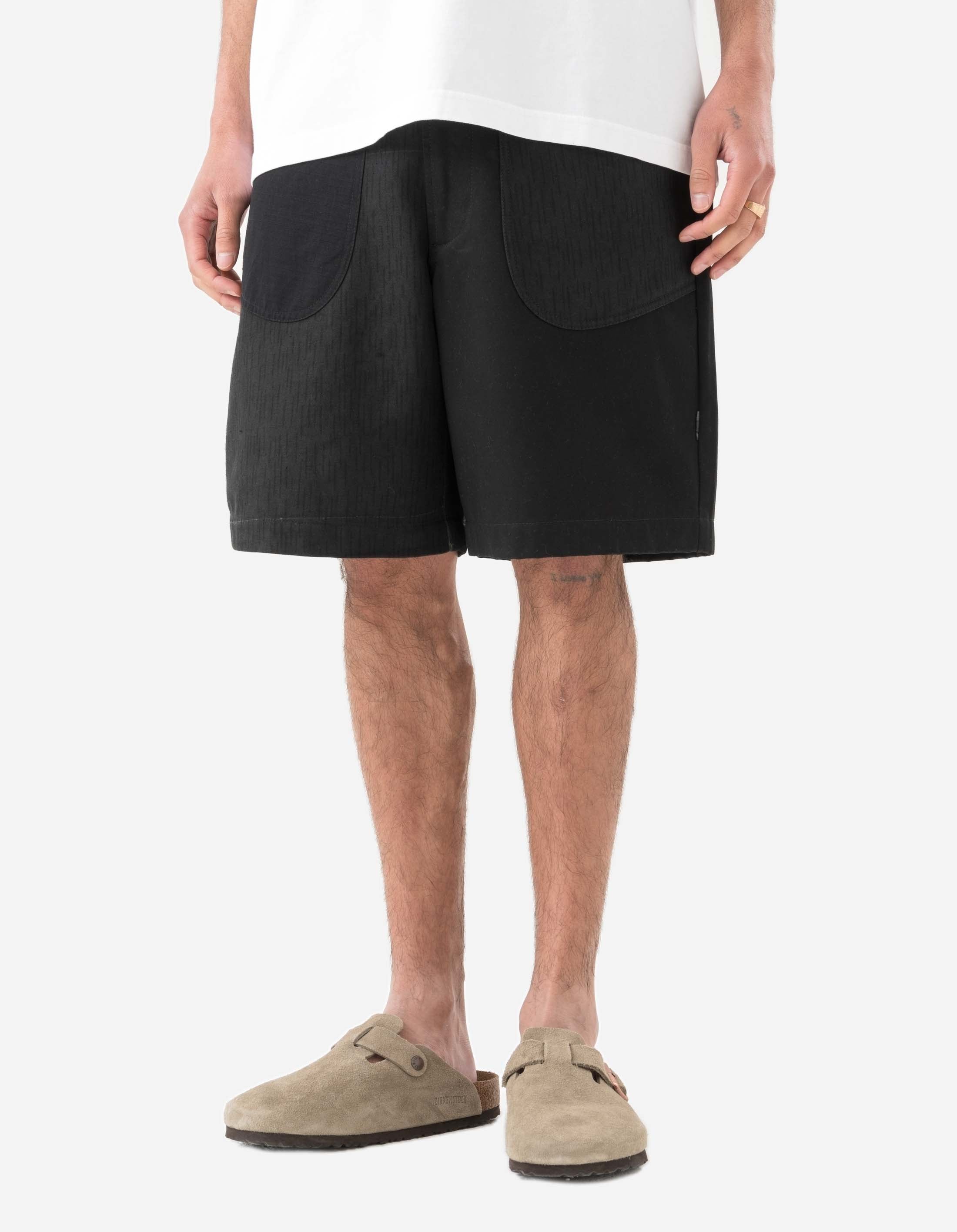 Upcycled Fixed Deck Shorts for Men - Black - Eco-Friendly Swimwear & Beach Shorts for Surfing, Swimming, and Summer Outdoor Activities