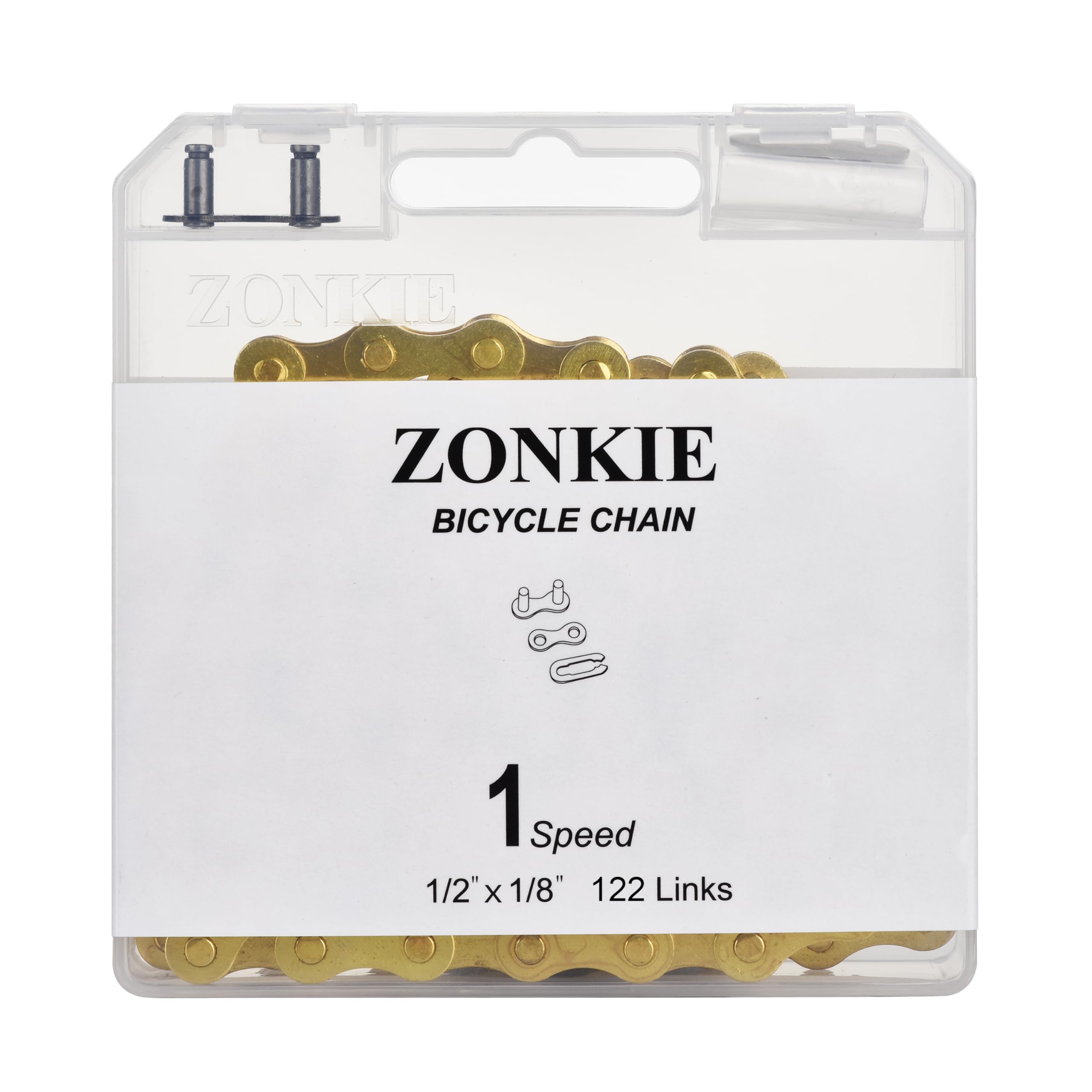 Single-Speed Bike Chain - 1/2×1/8 Inch 122L Golden Bicycle Chain for Urban Commuter & Fixie Bikes | Perfect for City Riding & Casual Cycling