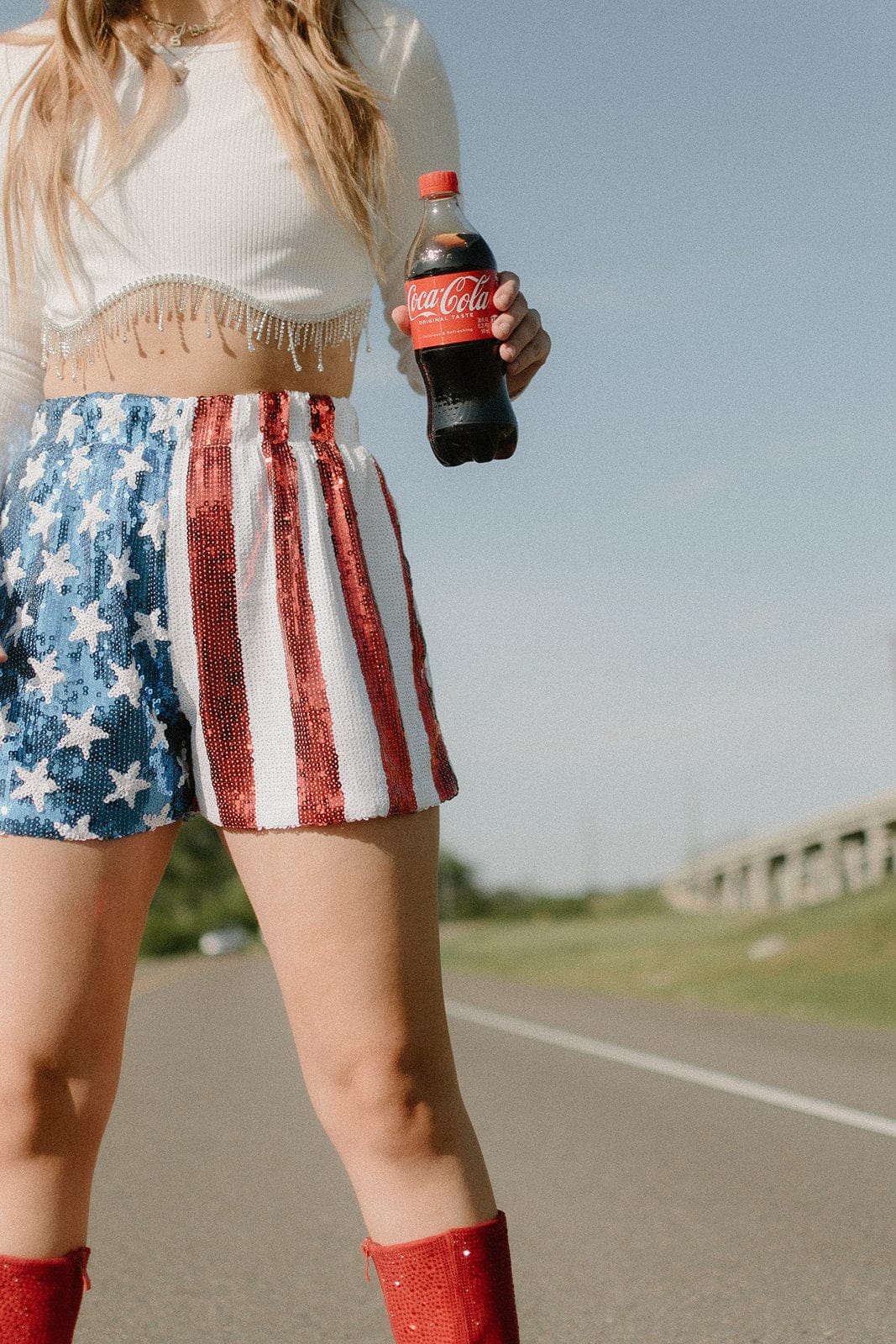 American Flag Sequin Shorts for Women - Patriotic Glitter Denim Shorts | 4th of July, Memorial Day Outfits & Summer Party Wear