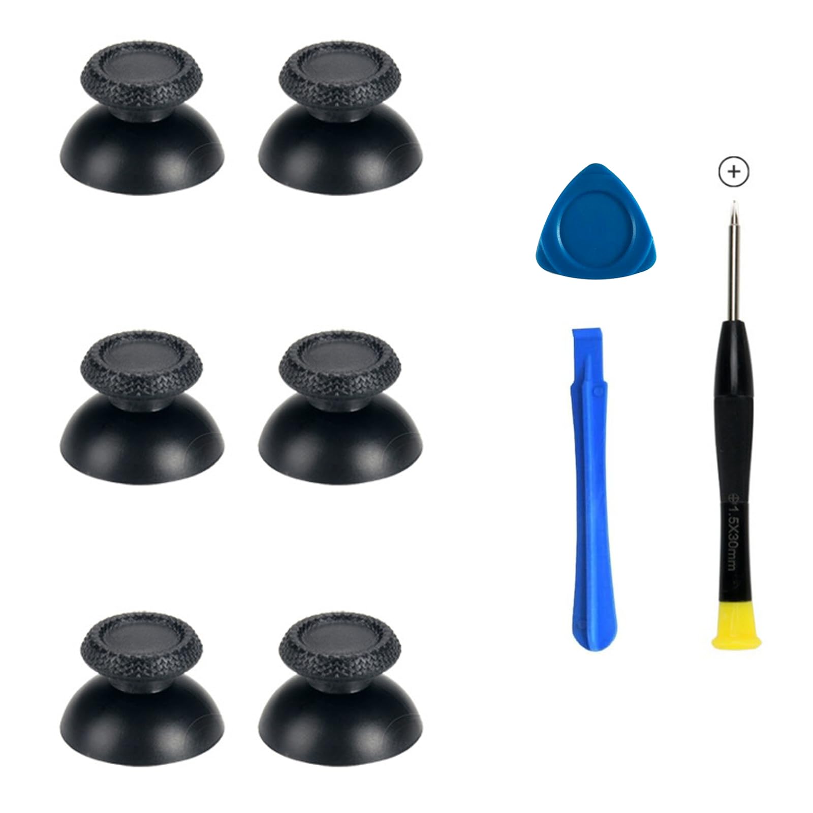 3D Analog Joystick Thumb Grips - Silicone Caps for PS5, PS4, Xbox One Controllers (6-Pack) with Tool - Improve Gaming Precision & Comfort for FPS, Racing & Action Games