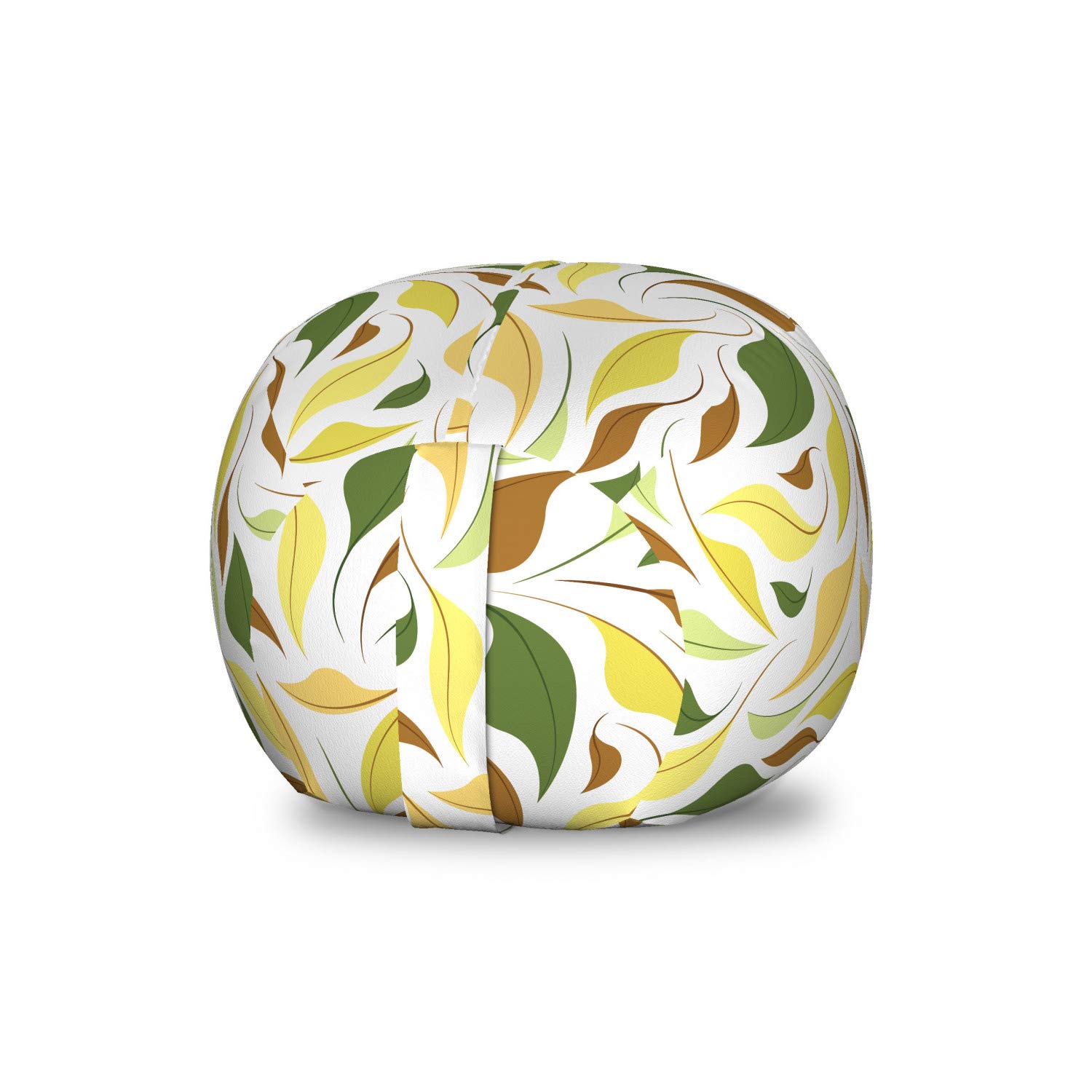 Ambesonne Autumn Storage Toy Bag Chair - Seasonal Falling Leaves Print, Washable Stuffed Animal Organizer for Kids Room, Small Size White Multicolor - Perfect for Nursery, Playroom & Seasonal Home Decor