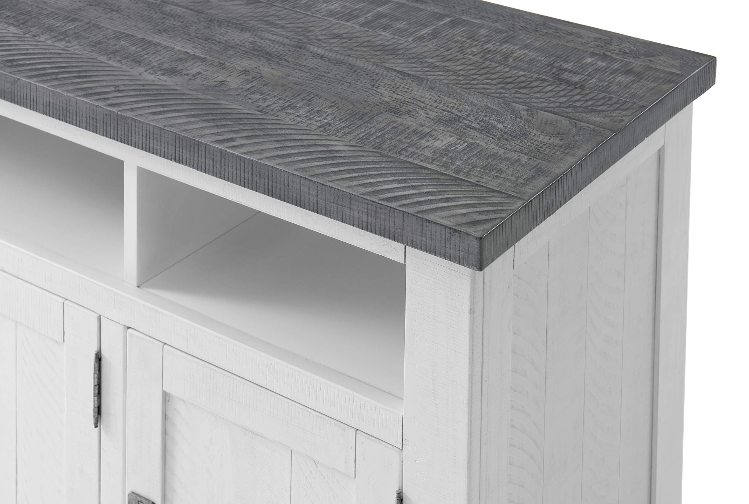 Martin Svensson Home Foundry 65 Inch TV Stand with Grey Top - Modern White Wooden Entertainment Center for Living Room, Bedroom & Home Theater