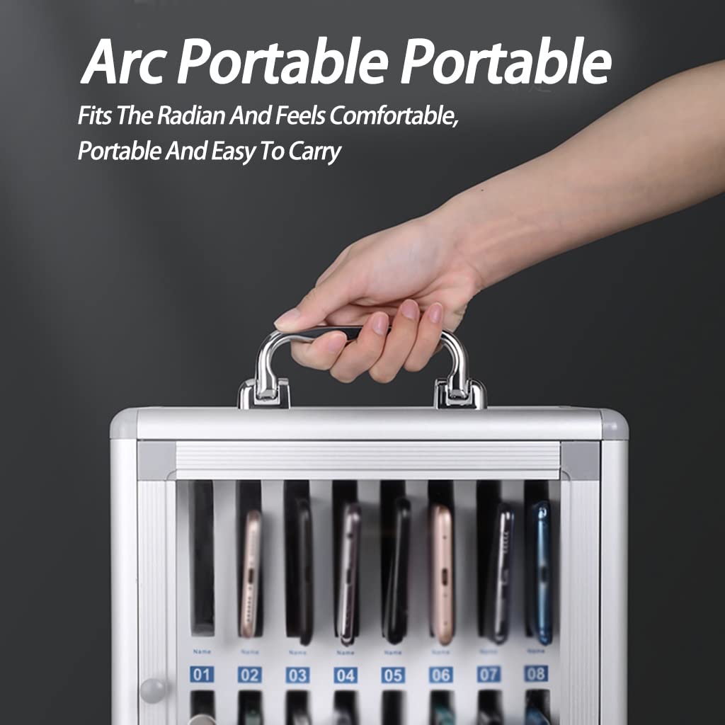 Wall-Mounted Aluminum Alloy Phone Organizer - 24 Slot Cell Phone Storage Cabinet with Handle & Lock for Classroom, Office, Home - Durable Mobile Device Holder for Students, Teachers & Professionals
