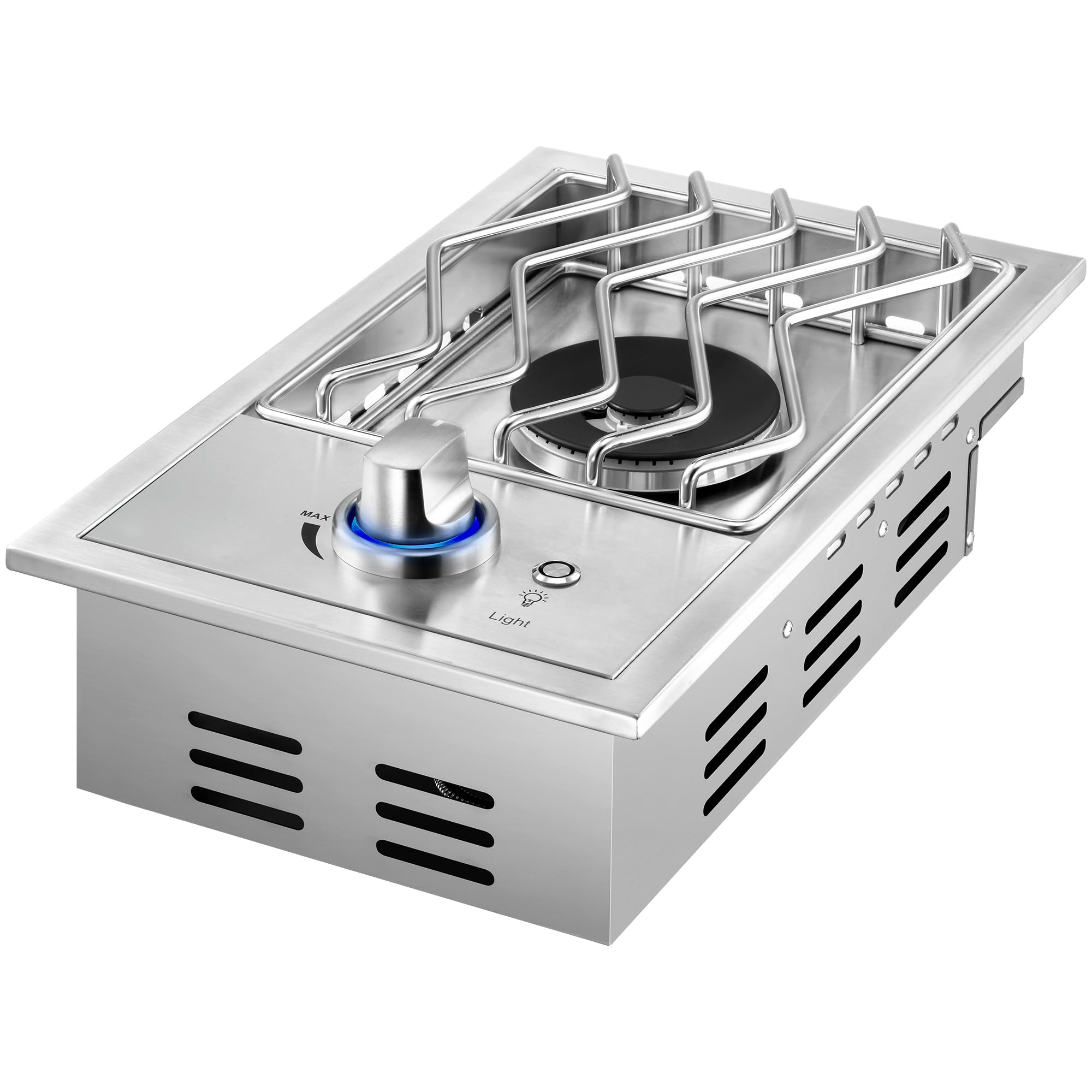 15,000 BTU Stainless Steel Side Burner for Outdoor Kitchen - Heavy Duty 304 Stainless Steel, Convertible to Natural Gas/LP - Perfect for BBQ Grill Islands, Patio Cooking & Backyard Entertaining