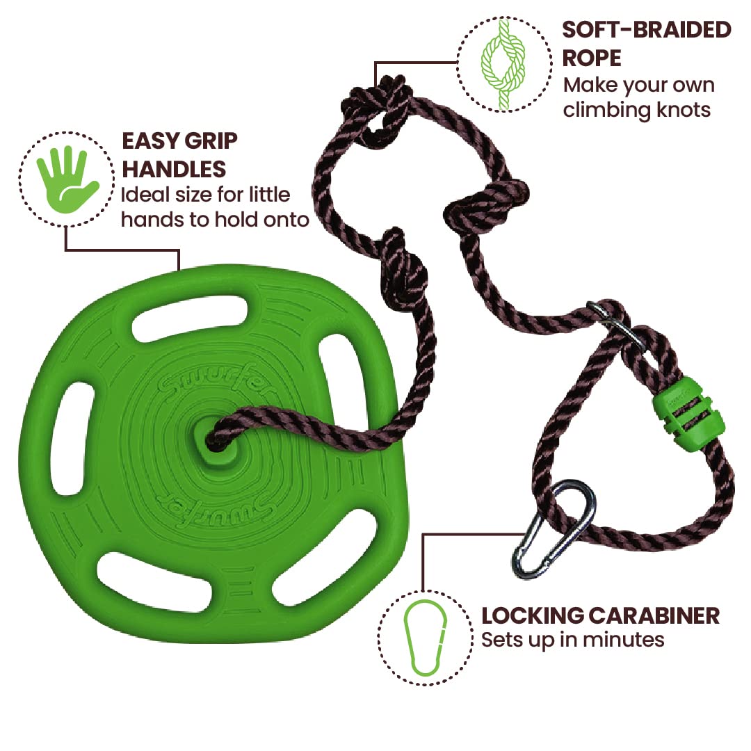 Swurfer Disco Tree Swing - Heavy Duty Outdoor Swing Set for Backyard, Kids Playground Equipment with Easy Installation & Adjustable Ropes | Perfect for Family Fun, Treehouse Accessories, and Backyard Entertainment