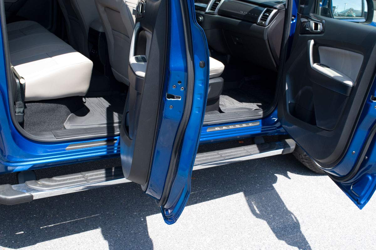 2019-2020 Ford Ranger Supercrew OEM Polished Door Sill Plates - Premium Stainless Steel Protection for Truck Cab Entry (Perfect for Off-Roading & Daily Commute)