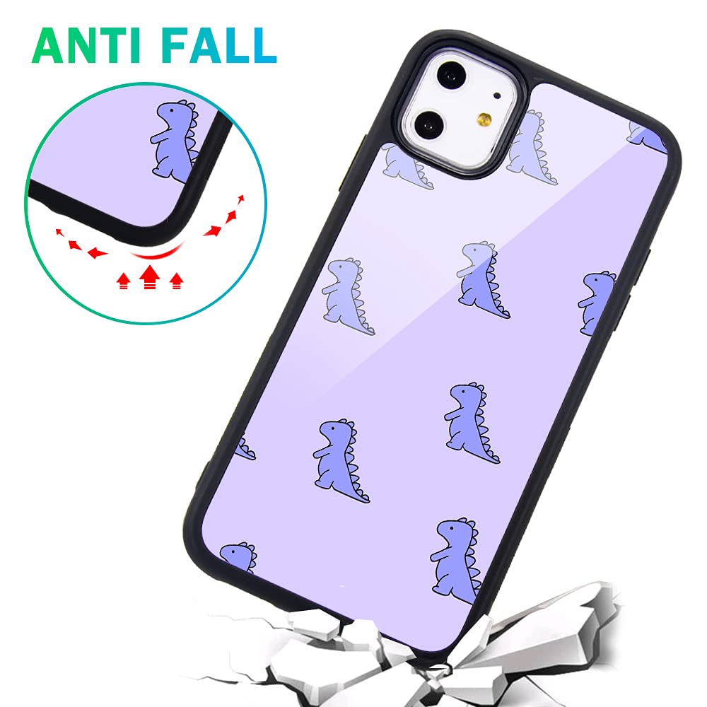 MAYCARI iPhone 12 mini Case - Cute Purple Dinosaur Pattern, Hard Back with Soft TPU Bumper Protective Cover for Women & Girls | Perfect for School, Work & Everyday Use