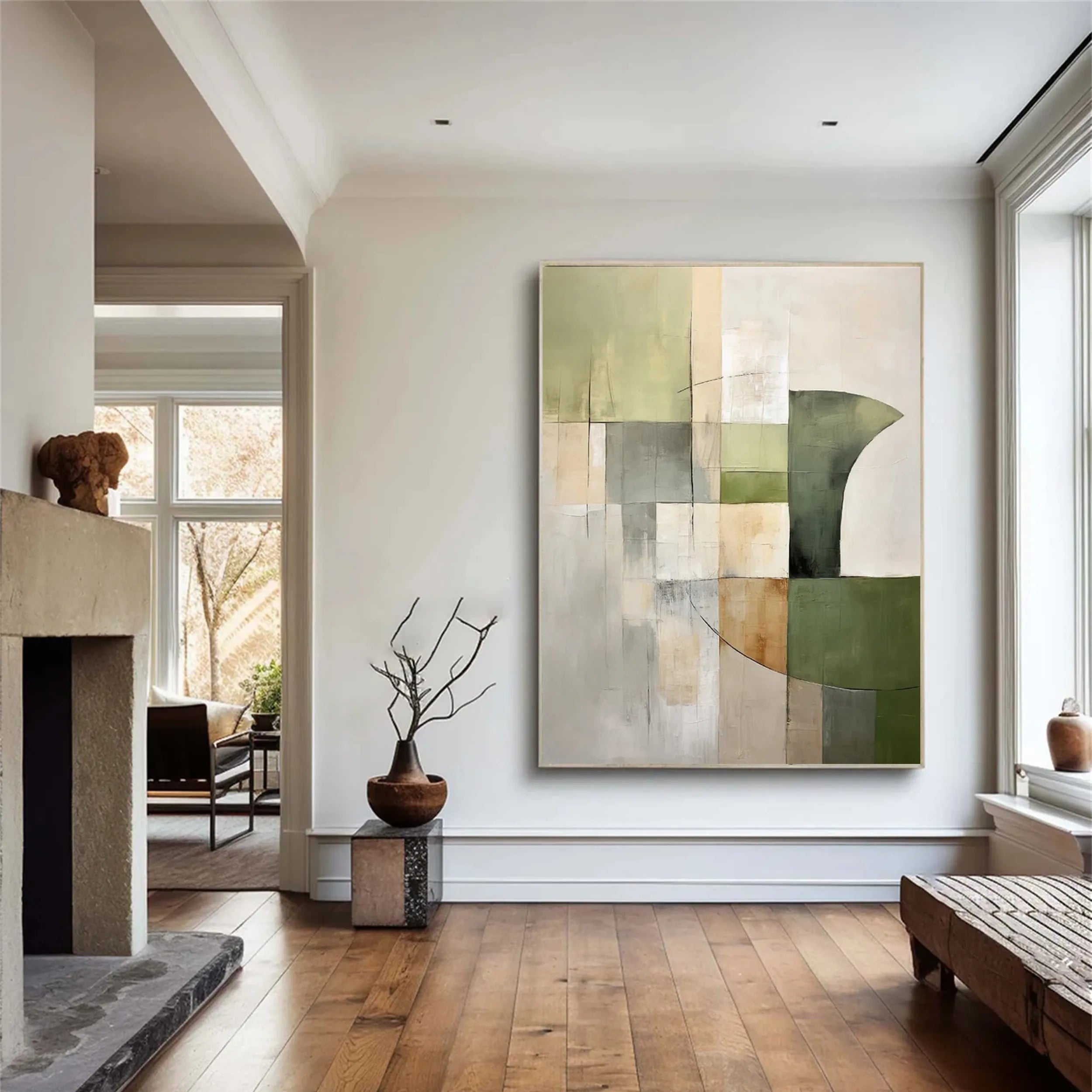 Abstract Painting #AB 119 - Modern Wall Art Decor for Living Room, Bedroom & Office - Handmade Canvas Artwork