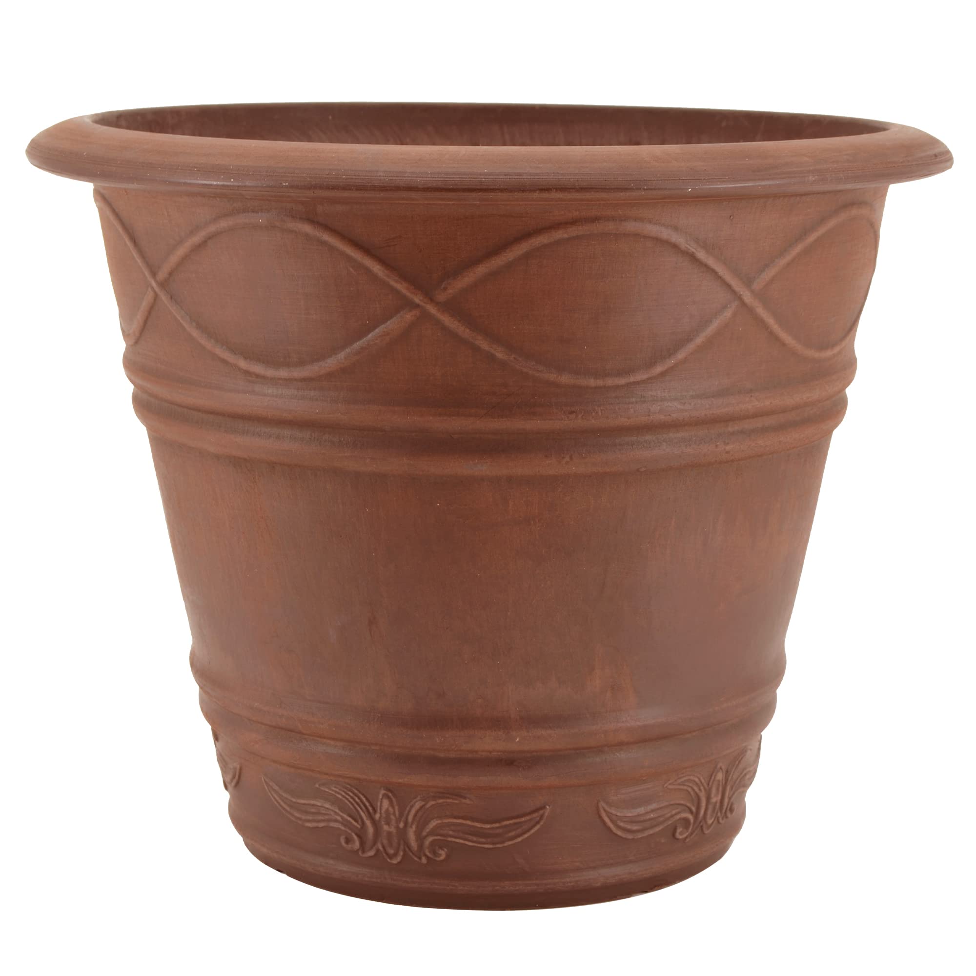 PSW ME36TC Western Weave Planter - 14 x 11.5 Inch Terra Cotta Flower Pot for Indoor & Outdoor Plants - Perfect for Home Decor, Patio, Garden, and Office Spaces