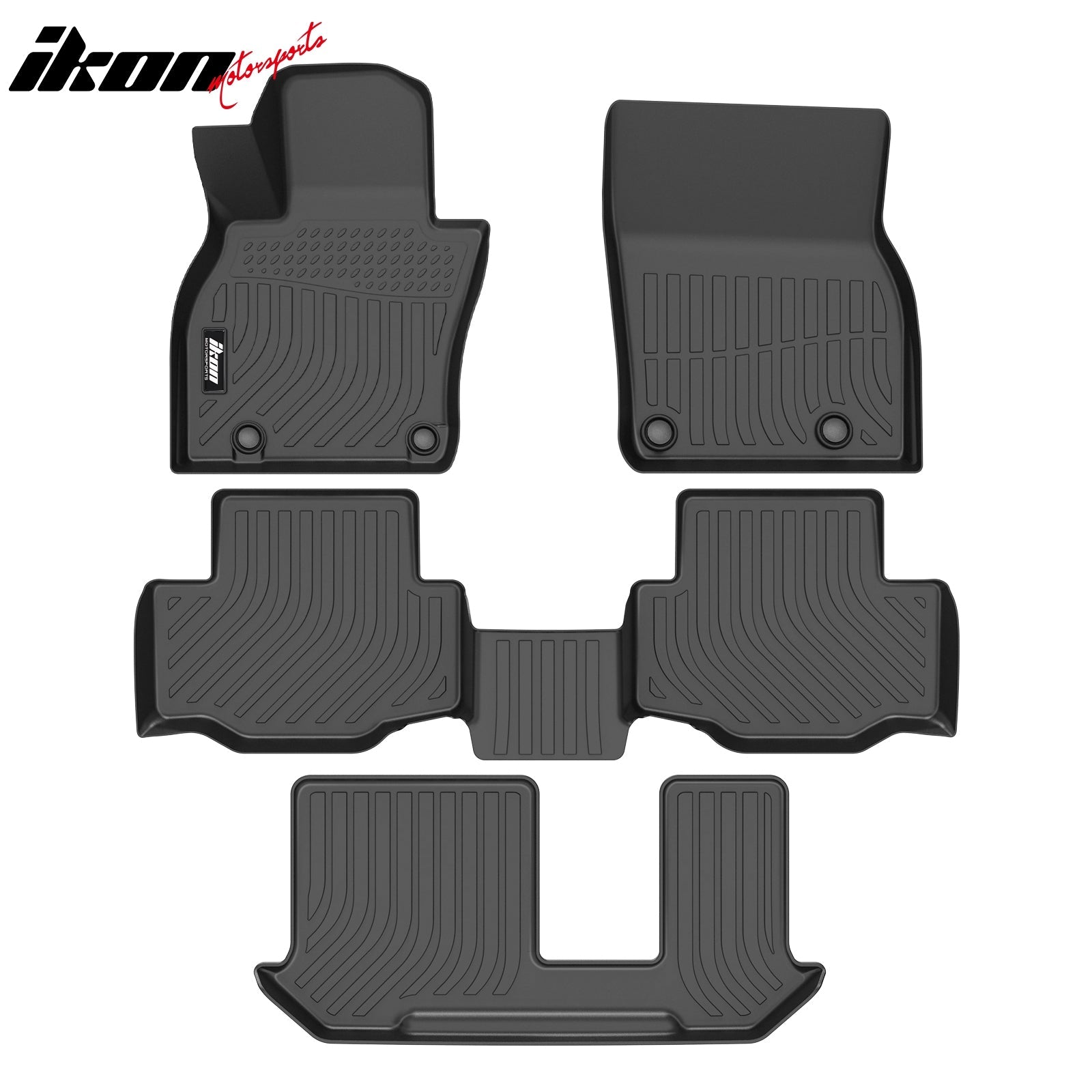 IKON 3D Molded All-Weather Floor Mats for 2024-2025 Mazda CX-90 & CX-90 PHEV - 8 Passenger Custom Fit Car Mats (1st, 2nd & 3rd Row, 4PC Set) - Black TPE Thermoplastic Elastomer - Perfect for Rain, Snow & Mud Protection
