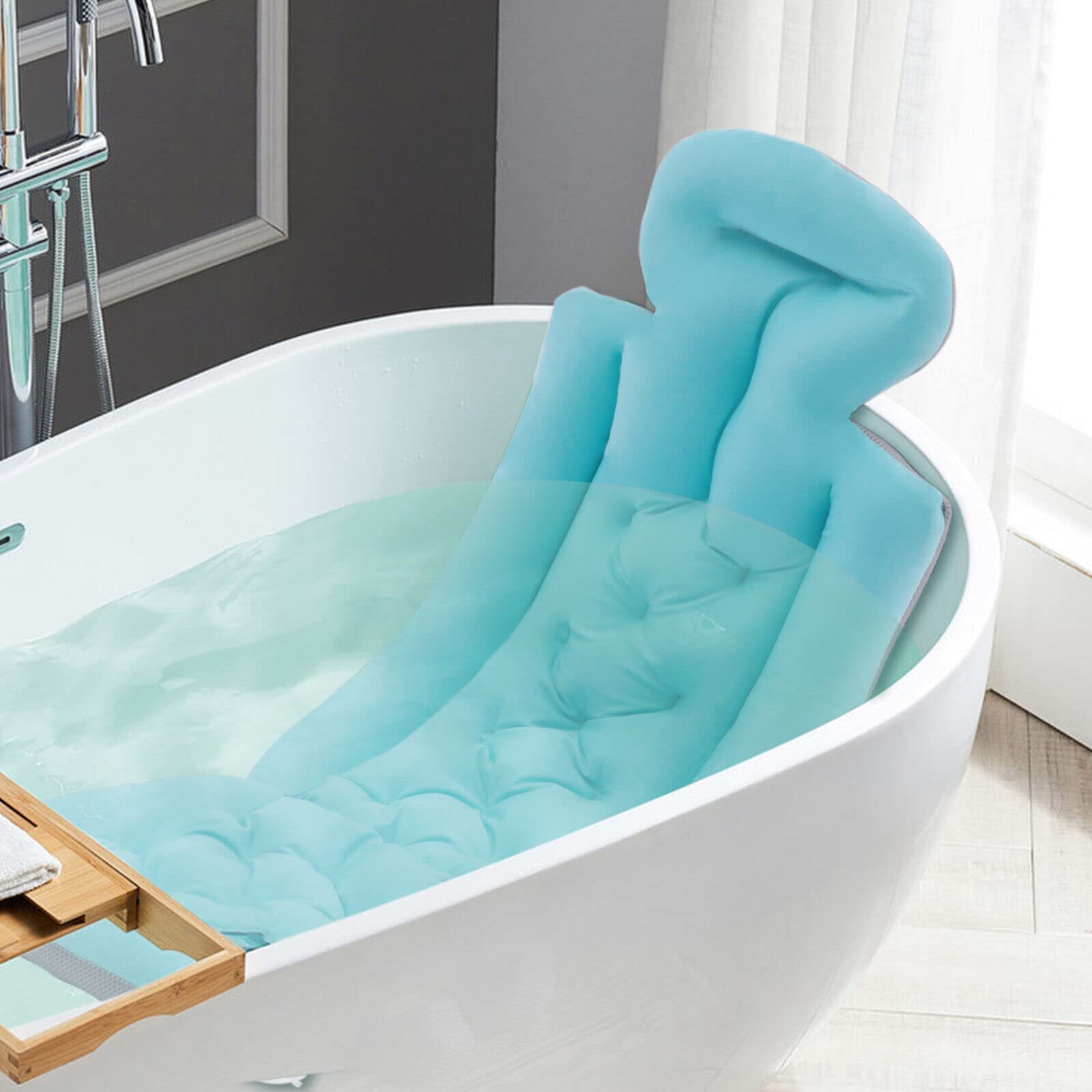 Full Body Bath Pillow with 10 Suction Cups - Non Slip Bathtub Cushion for Neck & Back Support - Spa Relaxation for Adults in Tub or Shower (Perfect for Stress Relief & Luxury Bath Time)