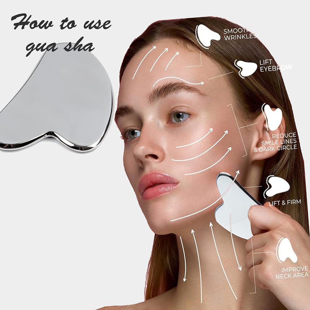 FeelFree Sport 7-Piece Stainless Steel Gua Sha Scraping Massage Tool Set - Professional Soft Tissue Mobilization & Physical Therapy Kit (Silver) | Perfect for Muscle Recovery, Pain Relief & Self-Care at Home or Gym
