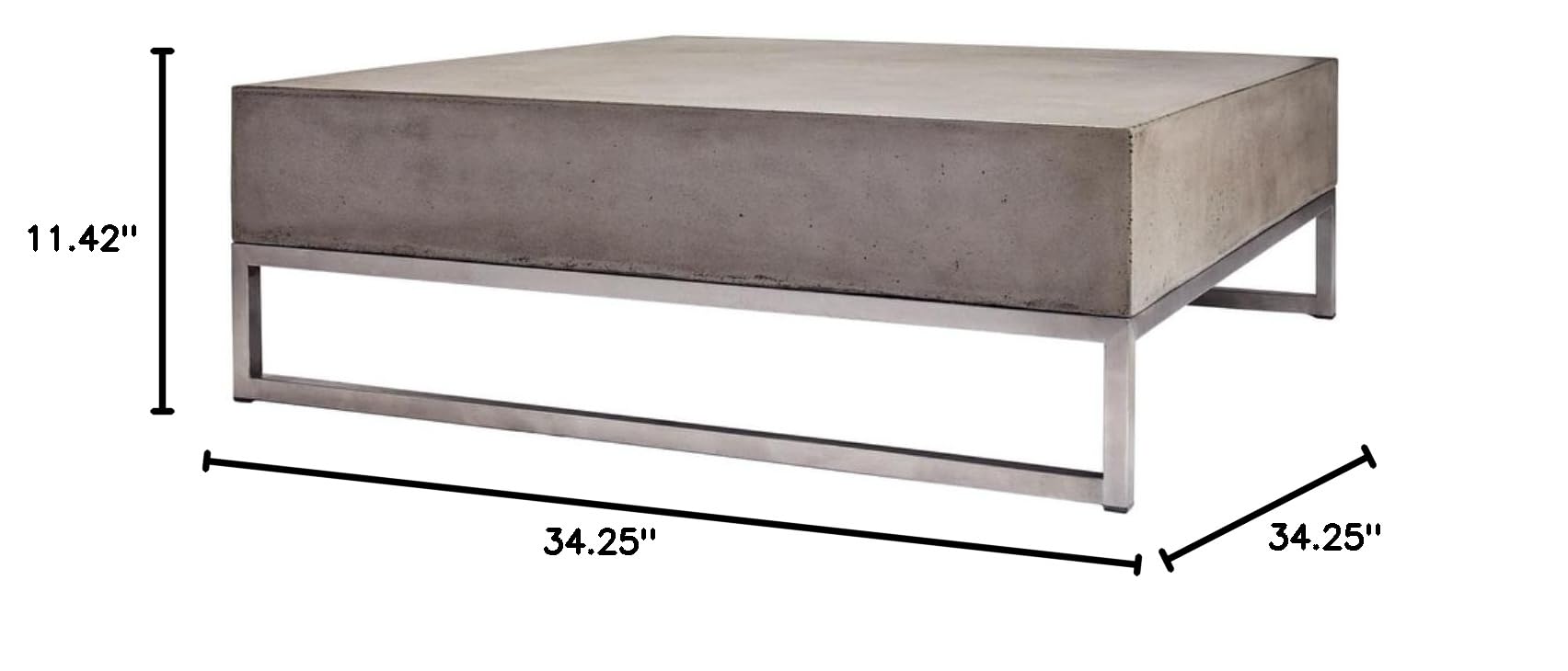 Elk Home Bulwark Coffee Table - Waxed Concrete Top with Stainless Steel Base - Modern Industrial Living Room Furniture for Home & Office Decor