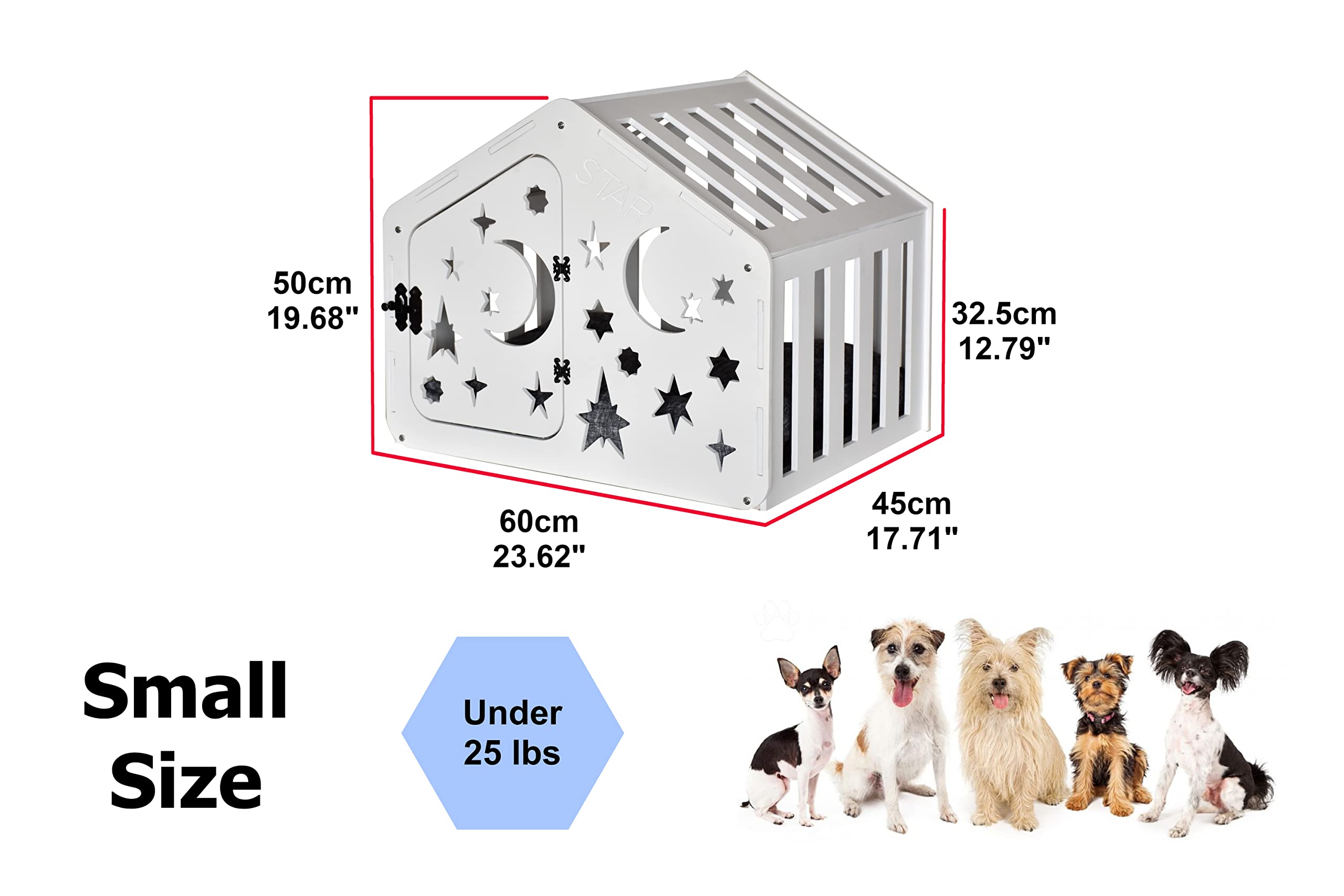 Layka Modern Indoor Dog House - Premium Wooden Dog Kennel with Double Doors & Cushion - Stylish Pet House for All Dog Breeds - Urban Dog Crate Furniture for Living Room, Bedroom or Office (Wood Craft Station, House of Paws)