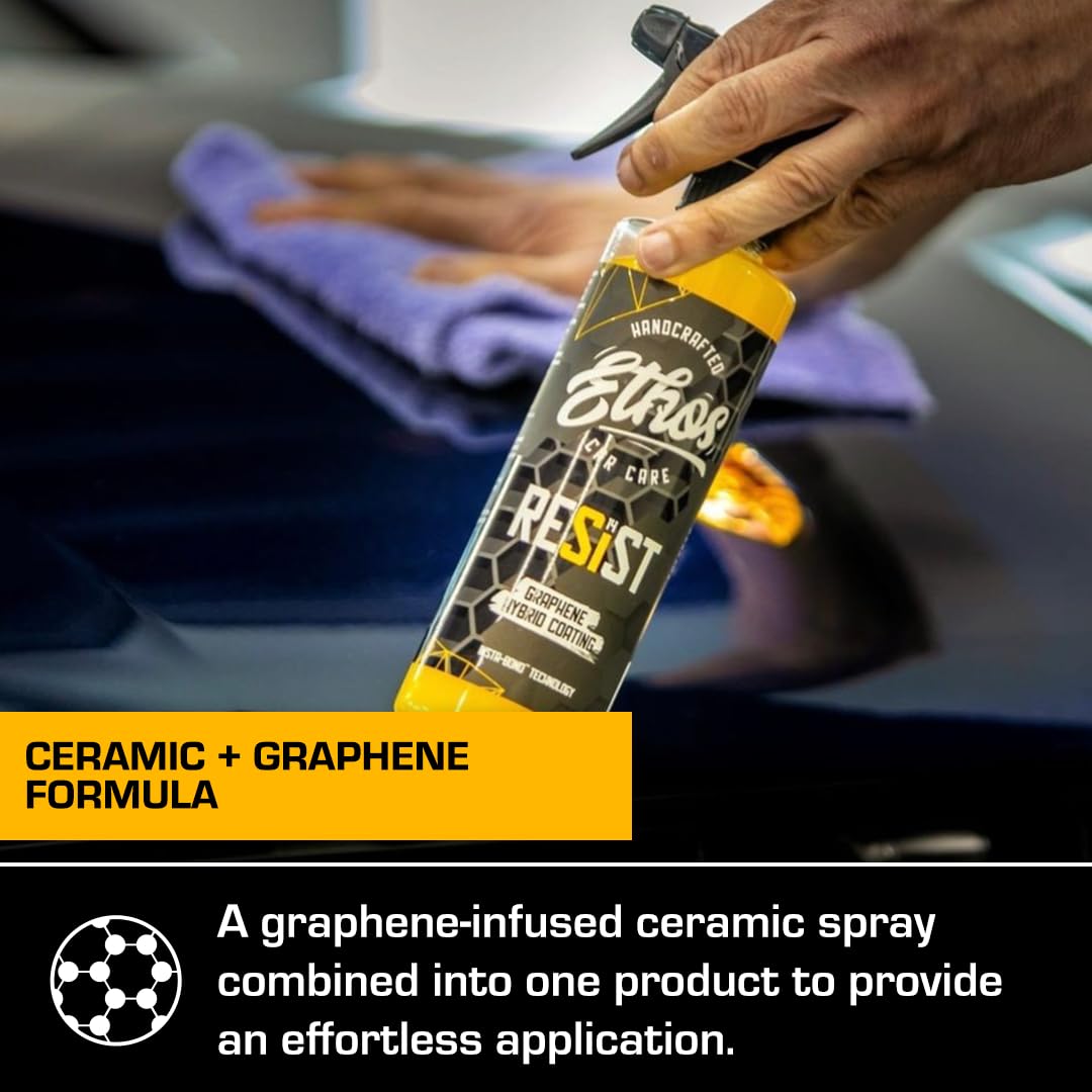 RESIST Graphene & Ceramic Hybrid Coating Spray for Cars - Long-Lasting UV Protection, High Gloss & Slick Finish - Advanced Graphene Ceramic Coating for Auto Paint Protection - Perfect for Daily Drivers, Show Cars & Vehicle Detailing