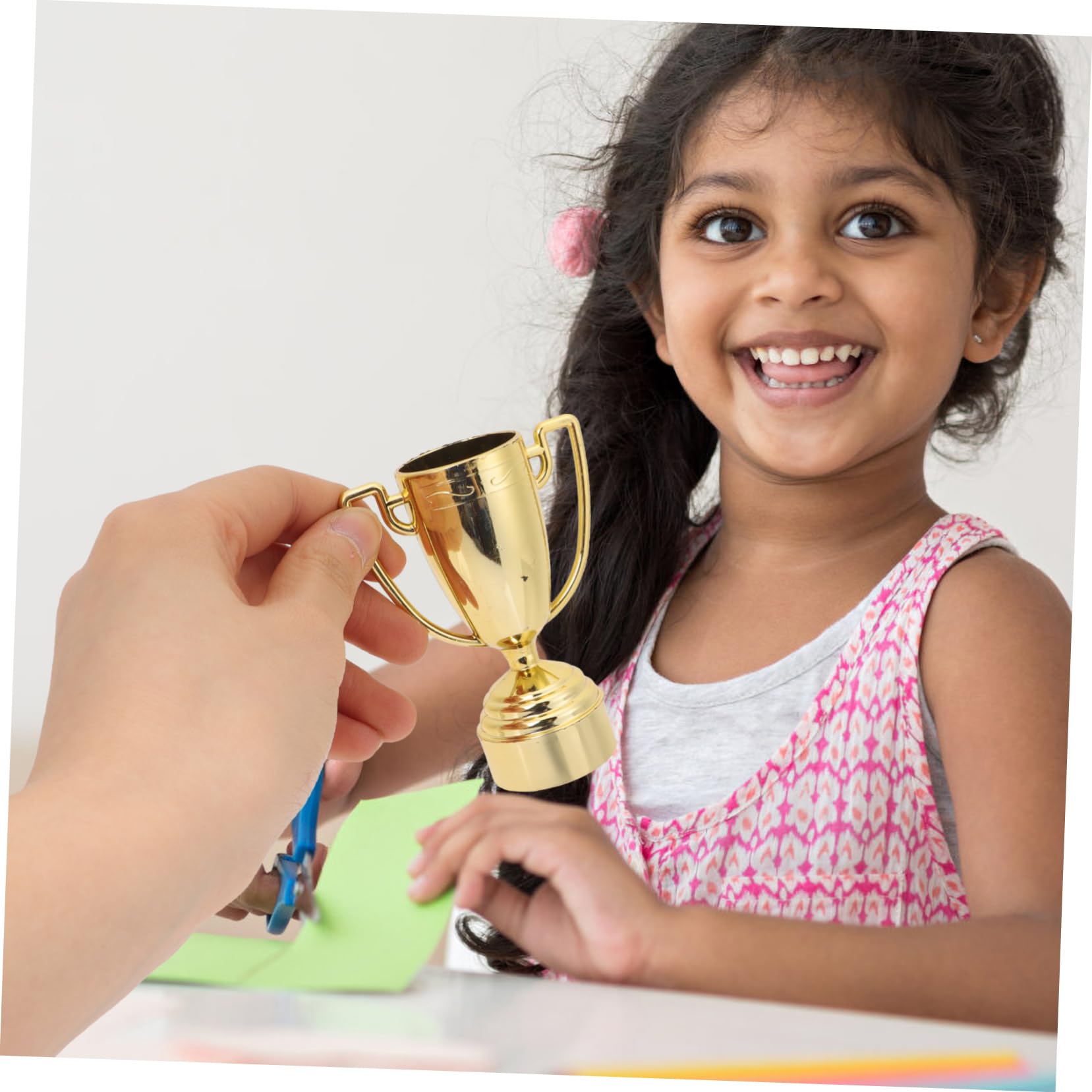 BRIGHTFUFU 100 Pcs Reusable Mini Plastic Trophies for Kids - Small Prize Awards for Classroom, Sports, Birthday Parties & School Events