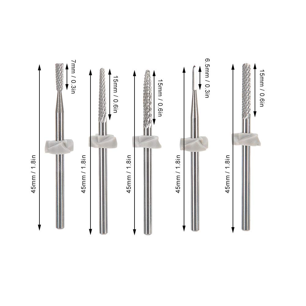 5-Piece Tungsten Steel Nail Drill Bit Set - Professional Manicure & Pedicure Accessories for Dead Skin Removal, Nail Art, and Gel Polish | Perfect for Home Nail Care & Salon Use